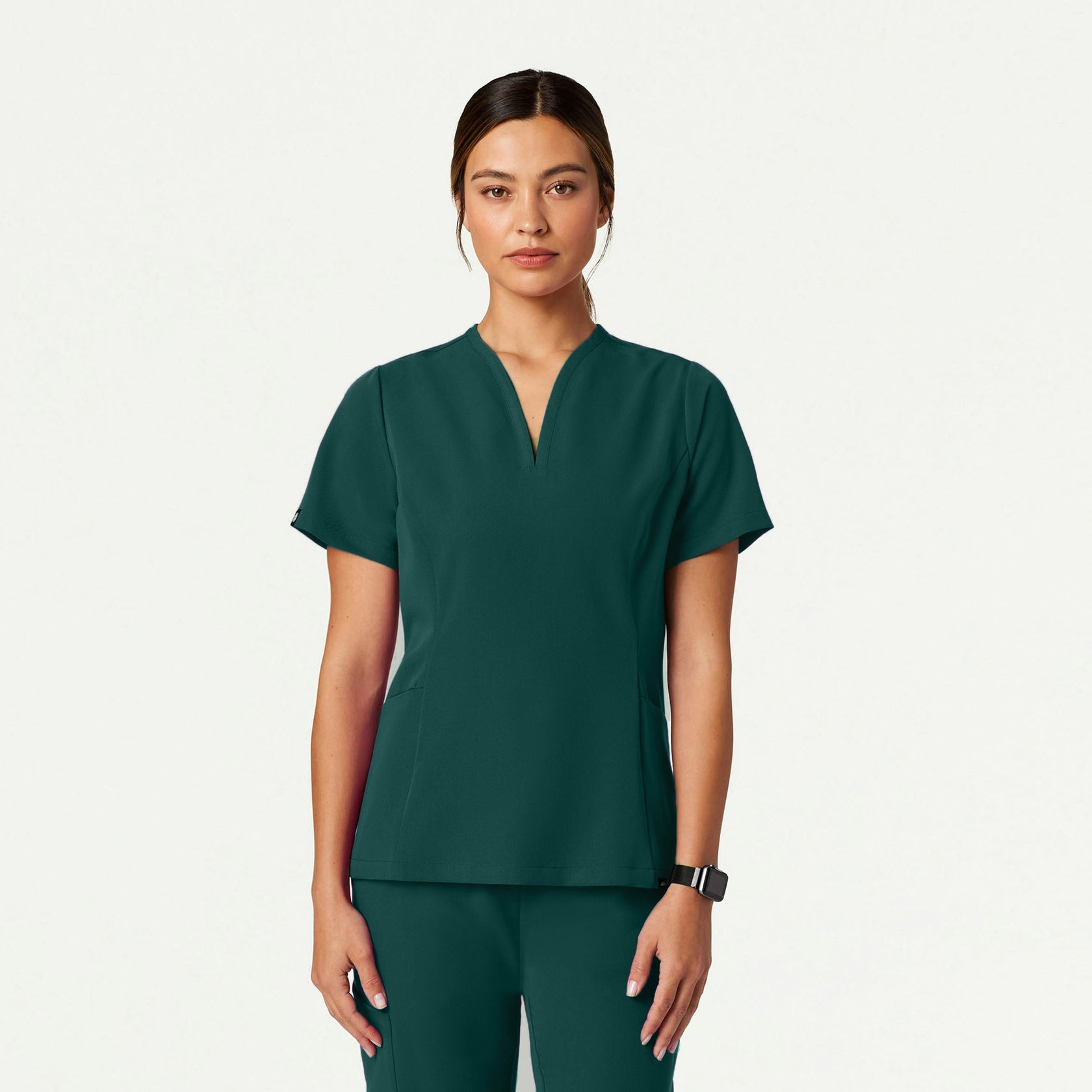 Calix Fit & Flare Scrub Top - Midnight Green - WOMEN'S TOPS - Jaanuu