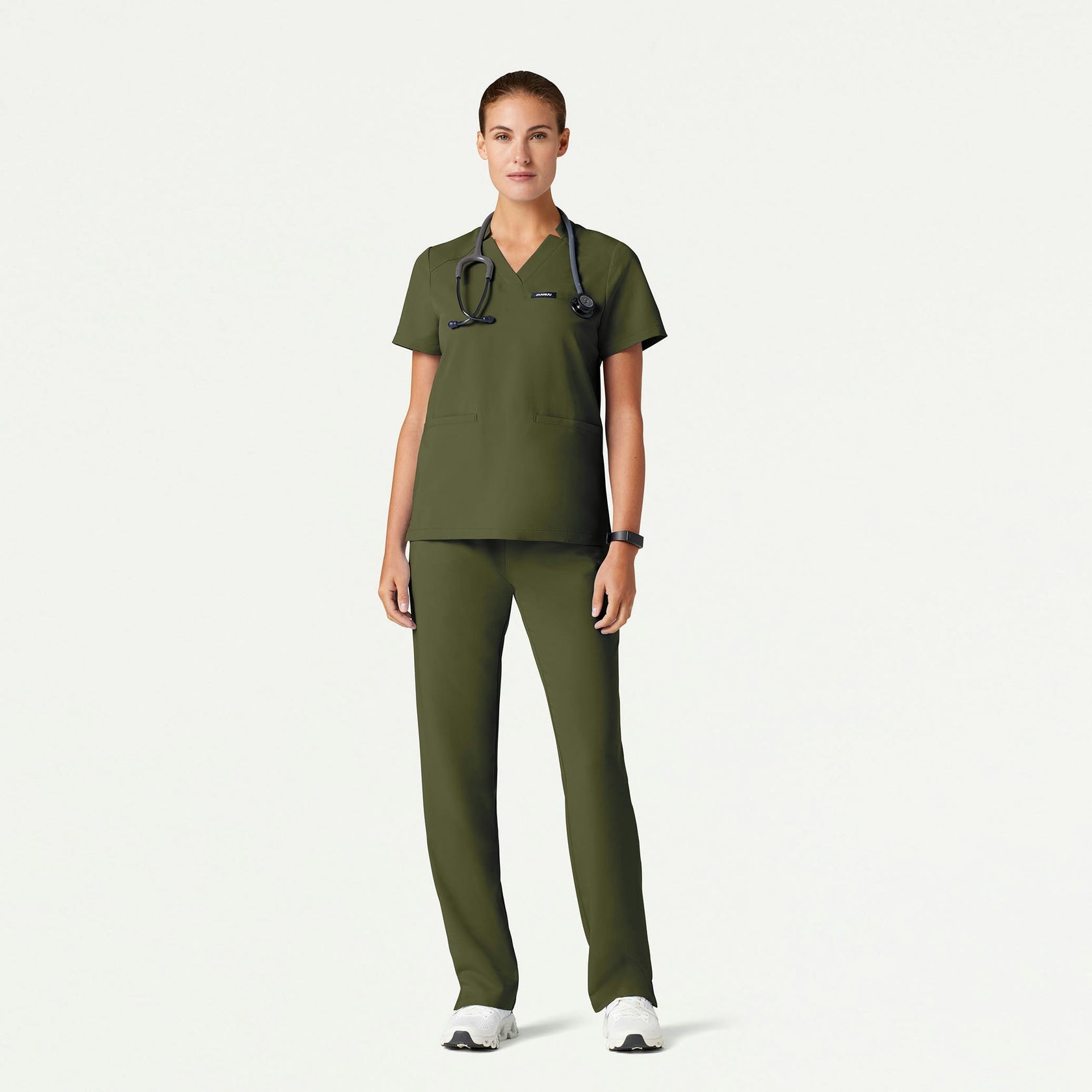 Xenos Essential Knit-Waist Scrub Pant - Olive - WOMEN'S PANTS - Jaanuu
