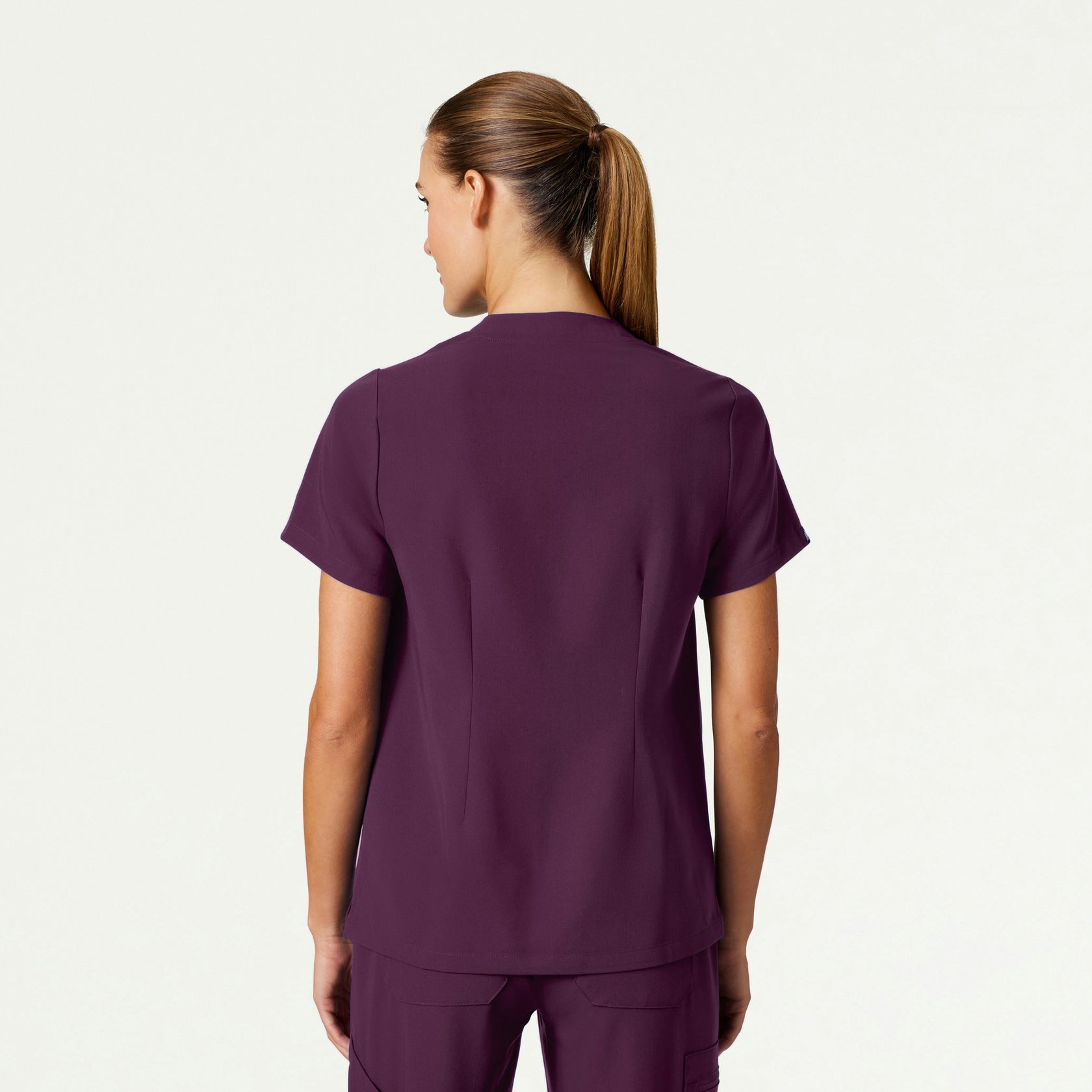 Helia Notched V-Neck Scrub Top - Dark Amethyst - WOMEN'S TOPS - Jaanuu