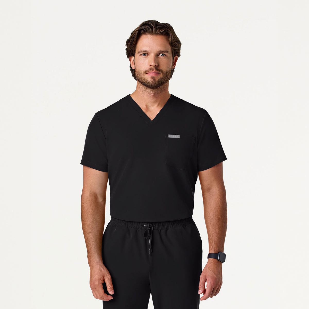 Jaanuu UltraLAST™ Essential Performance Men's 5-Pocket Scrub Set - Jet Black