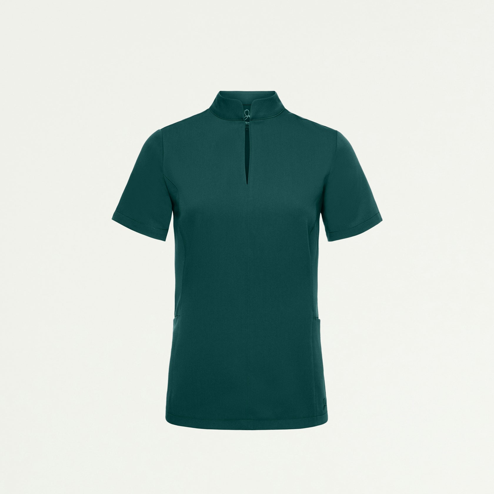 Aria Fit & Flare Mock-Neck Scrub Top - Midnight Green - WOMEN'S TOPS - Jaanuu