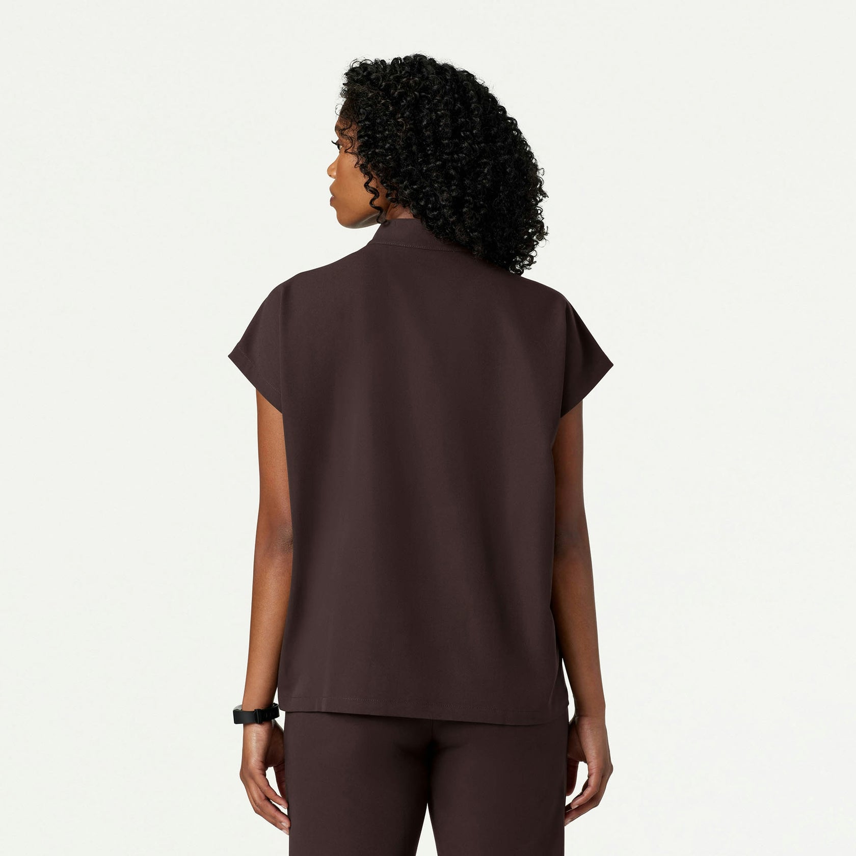 Aris Oversized 2-Pocket Scrub Top - Espresso - WOMEN'S TOPS - Jaanuu