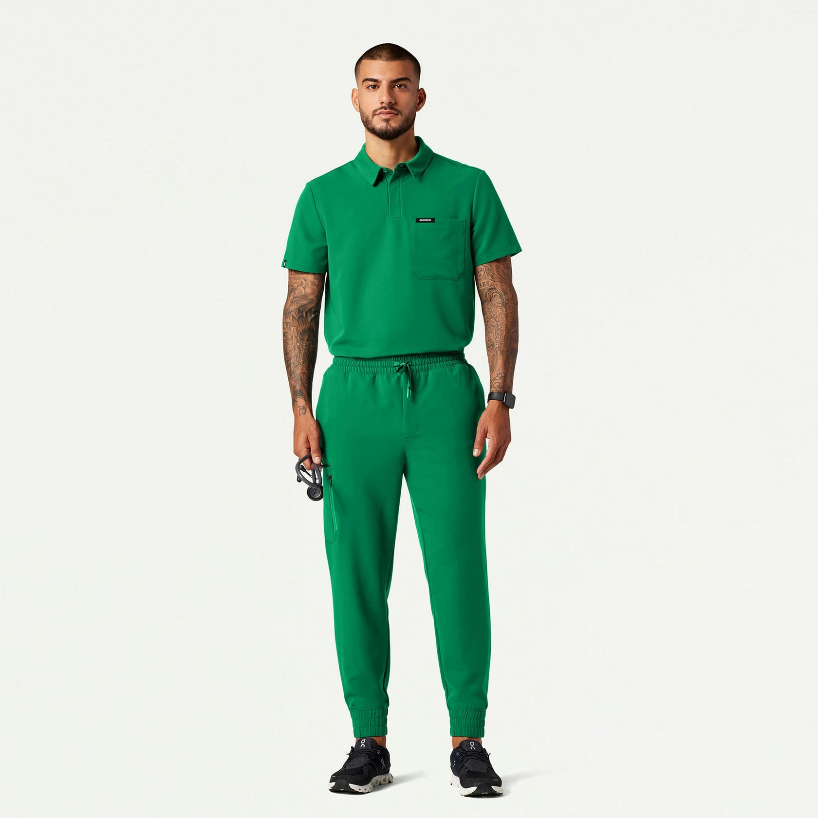 Axis Polo Scrub Top - Emerald Green - MEN'S TOPS - Jaanuu