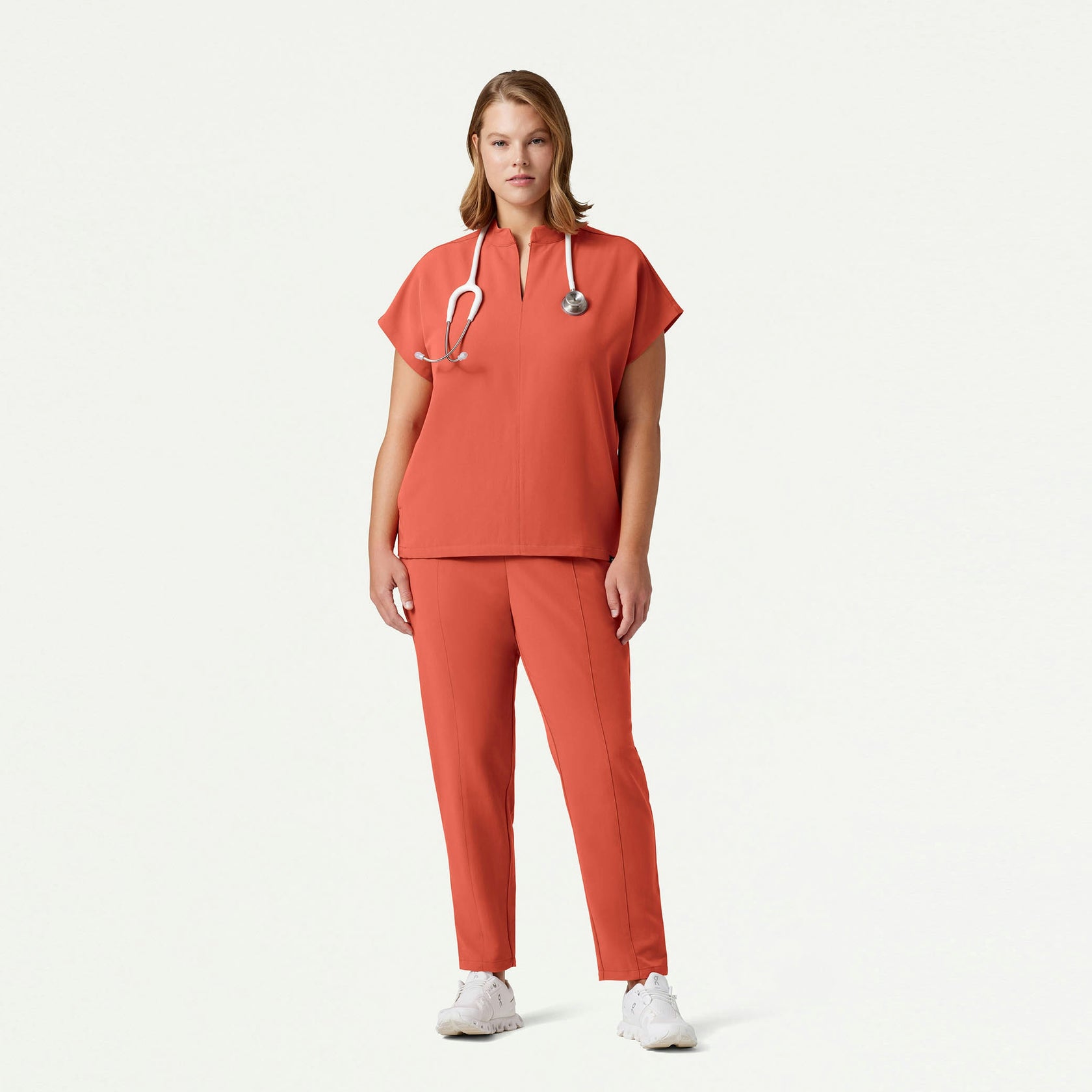 Aris Oversized 2-Pocket Scrub Top - Terra - WOMEN'S TOPS - Jaanuu