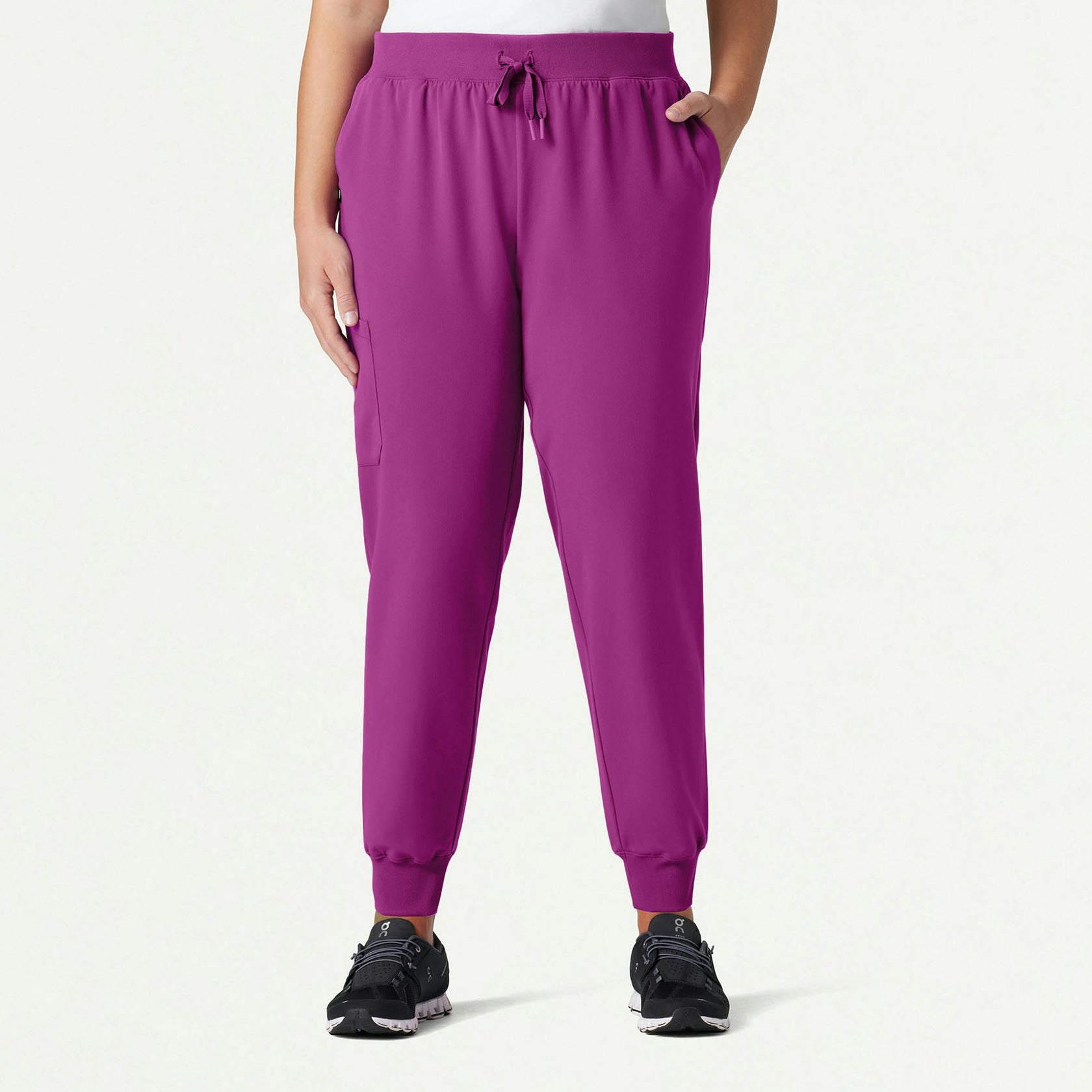 Silex Slim Knit-Waist Scrub Jogger - Vivid Purple - WOMEN'S PANTS - Jaanuu