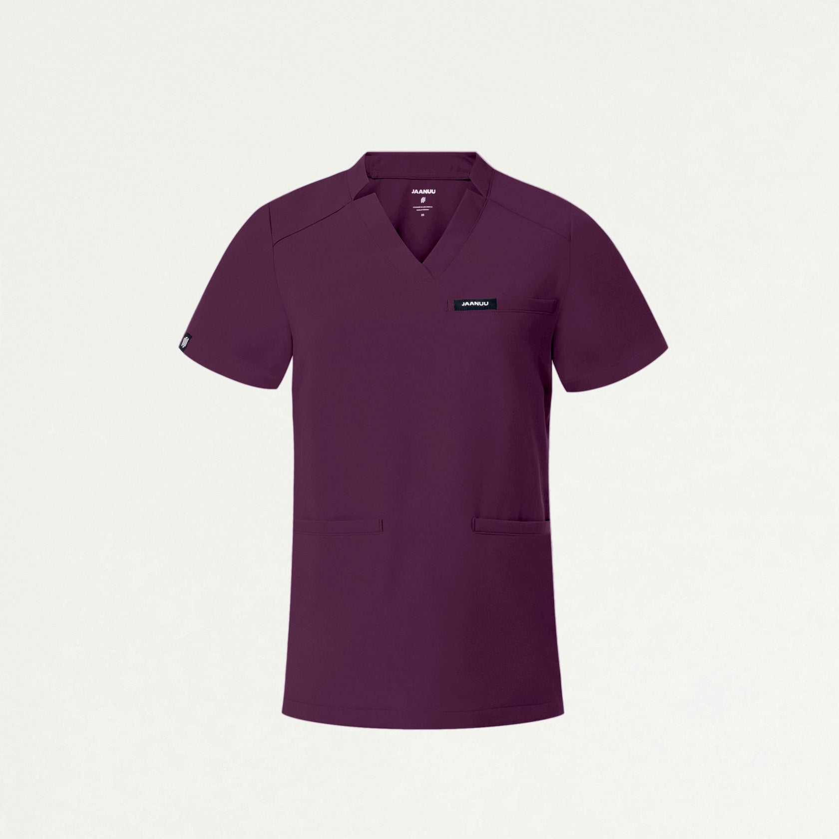 Helia Slim Notched V-Neck Scrub Top - Dark Amethyst - WOMEN'S TOPS - Jaanuu