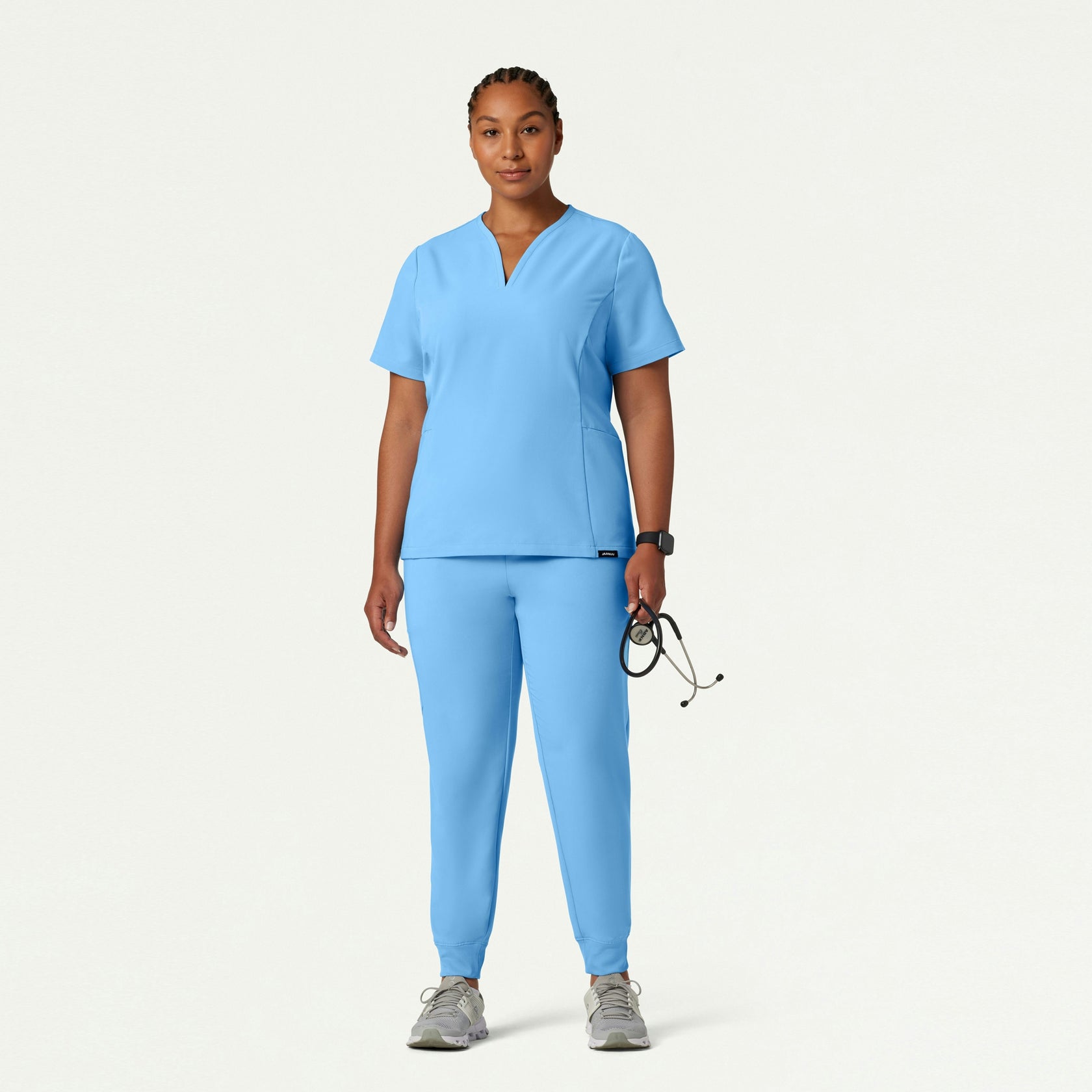 Calix Fit & Flare Scrub Top - Sky Blue - WOMEN'S TOPS - Jaanuu