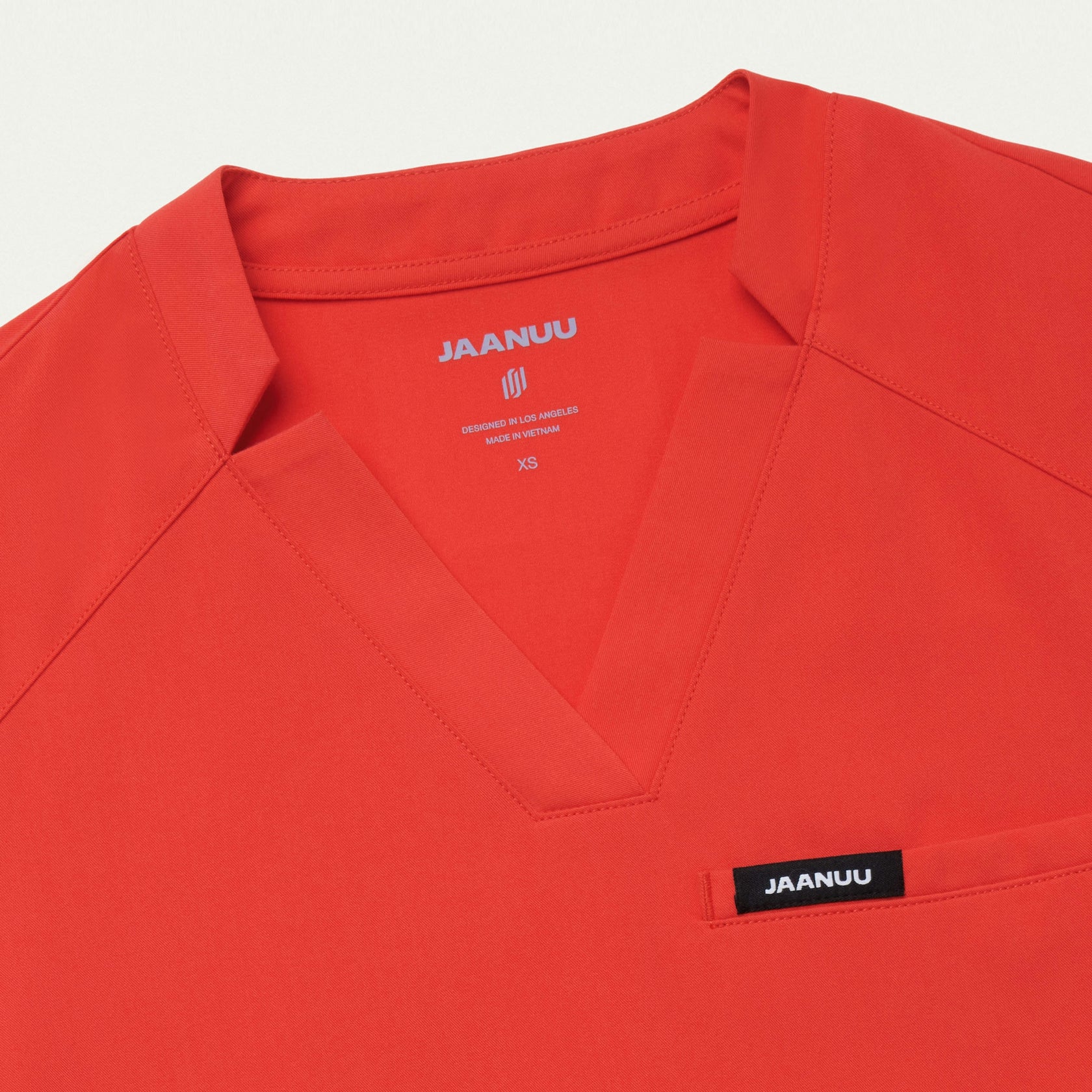 Helia Notched V-Neck Scrub Top - Solar Red - WOMEN'S TOPS - Jaanuu