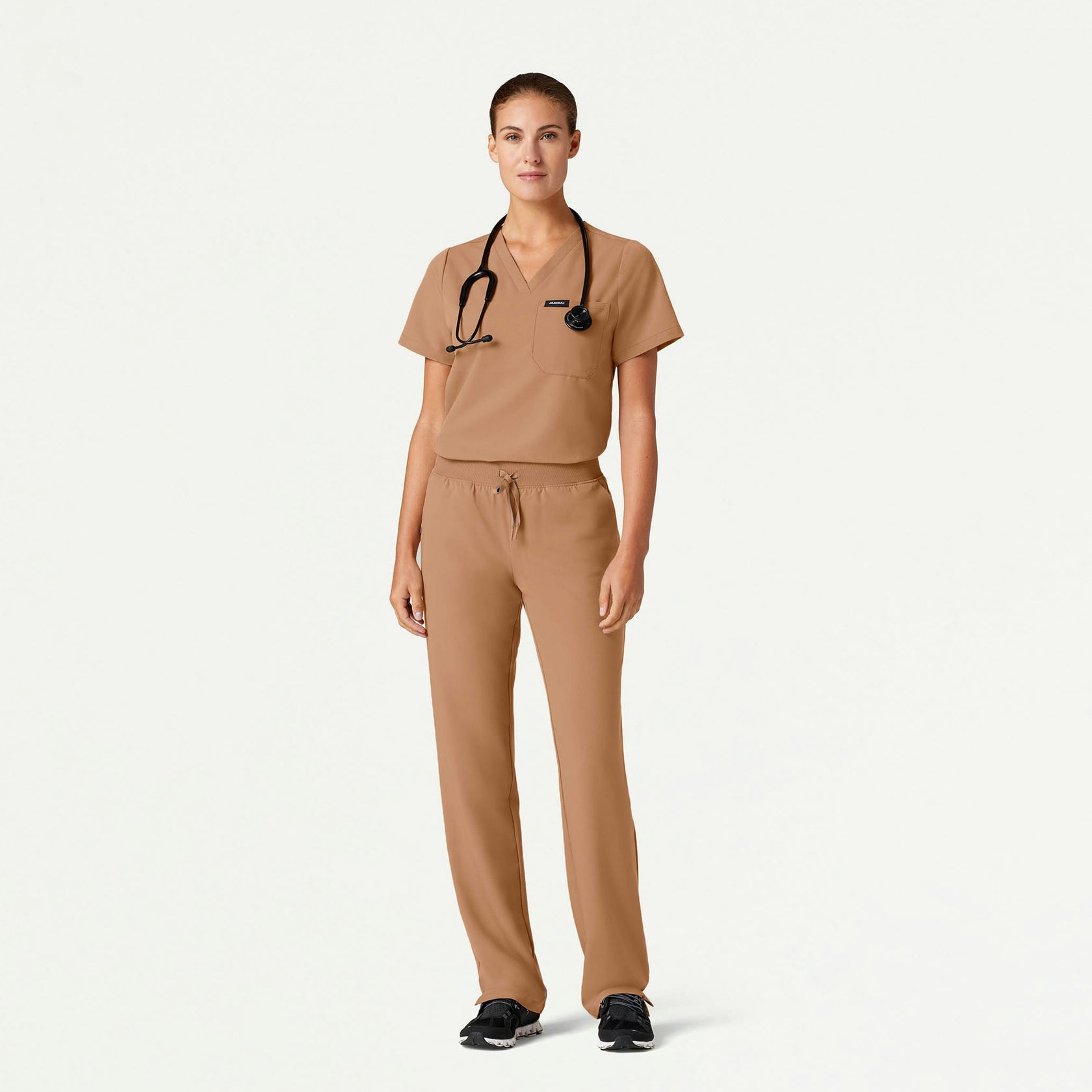 Rhena Essential 1-Pocket Scrub Top - Trench - WOMEN'S TOPS - Jaanuu