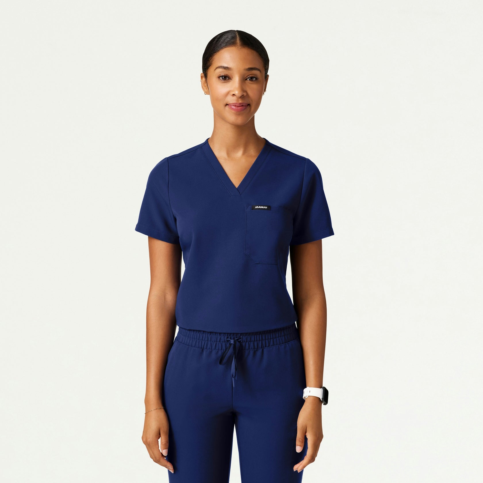 Rhena Slim Essential 1-Pocket Scrub Top - Navy Blue - WOMEN'S TOPS - Jaanuu