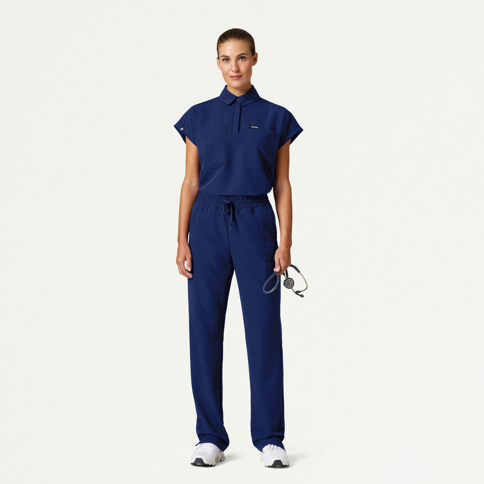 Payla 8-Pocket High Waisted Scrub Pant - Navy Blue - WOMEN'S PANTS - Jaanuu
