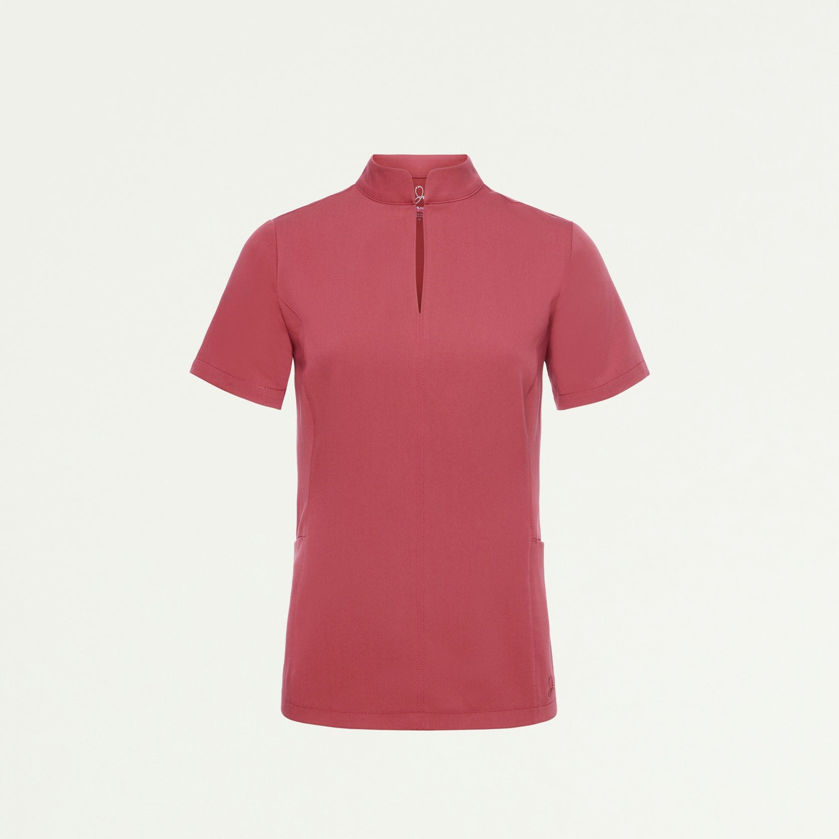 Aria Fit & Flare Mock-Neck Scrub Top - Mulberry - WOMEN'S TOPS - Jaanuu