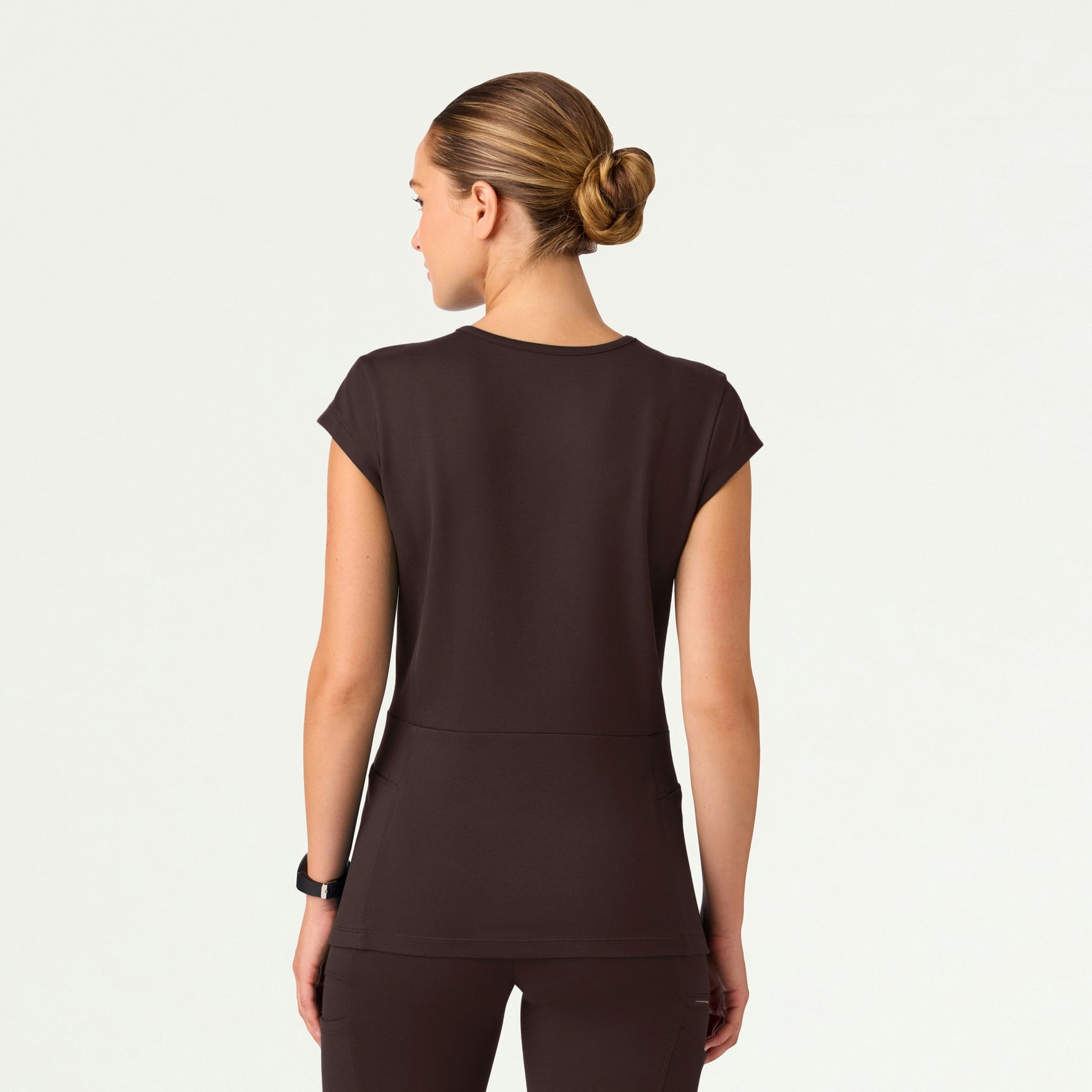 Isla Mock-Wrap ULTRAsoft Scrub Top - Espresso - WOMEN'S TOPS - Jaanuu