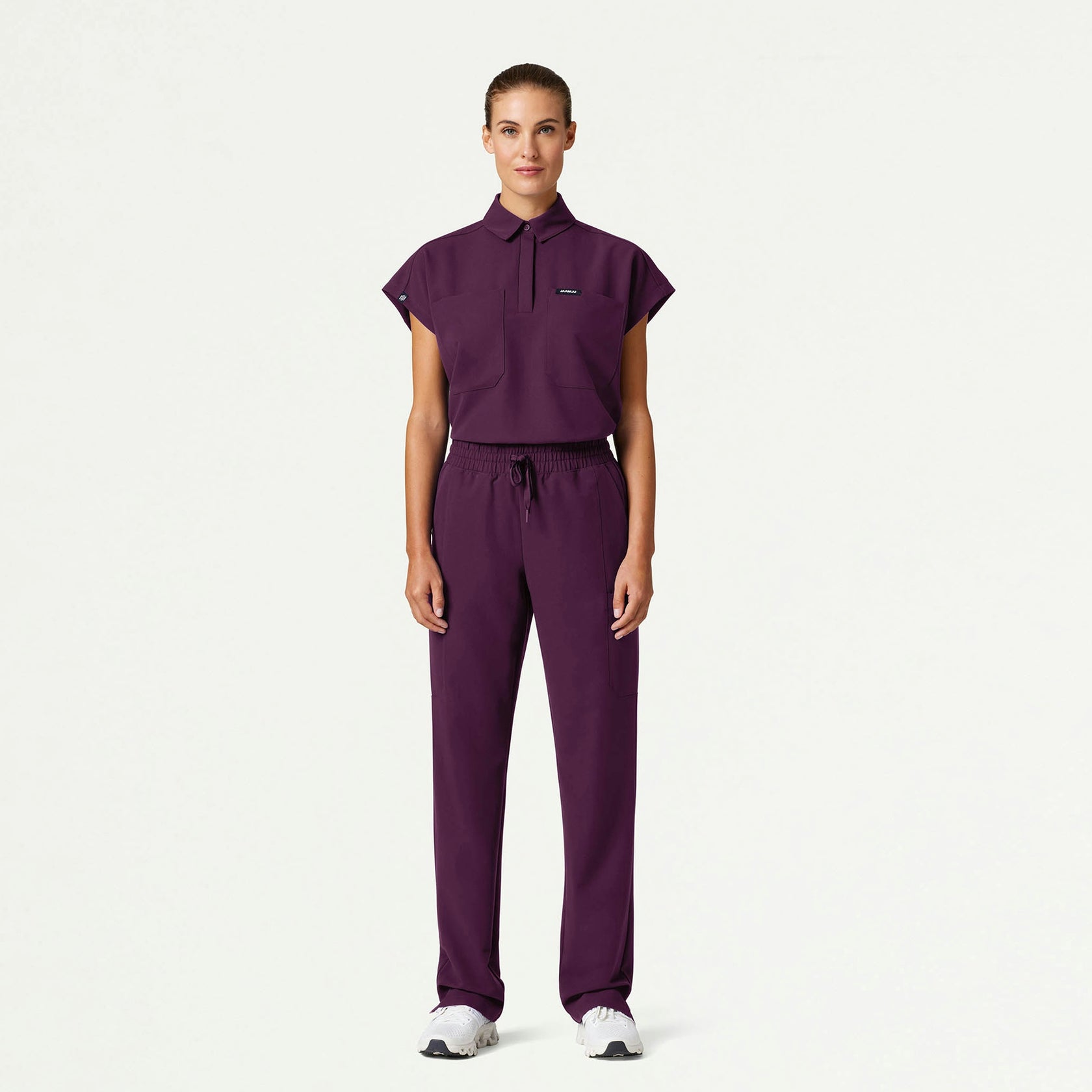 Payla 8-Pocket High Waisted Scrub Pant - Dark Amethyst - WOMEN'S PANTS - Jaanuu