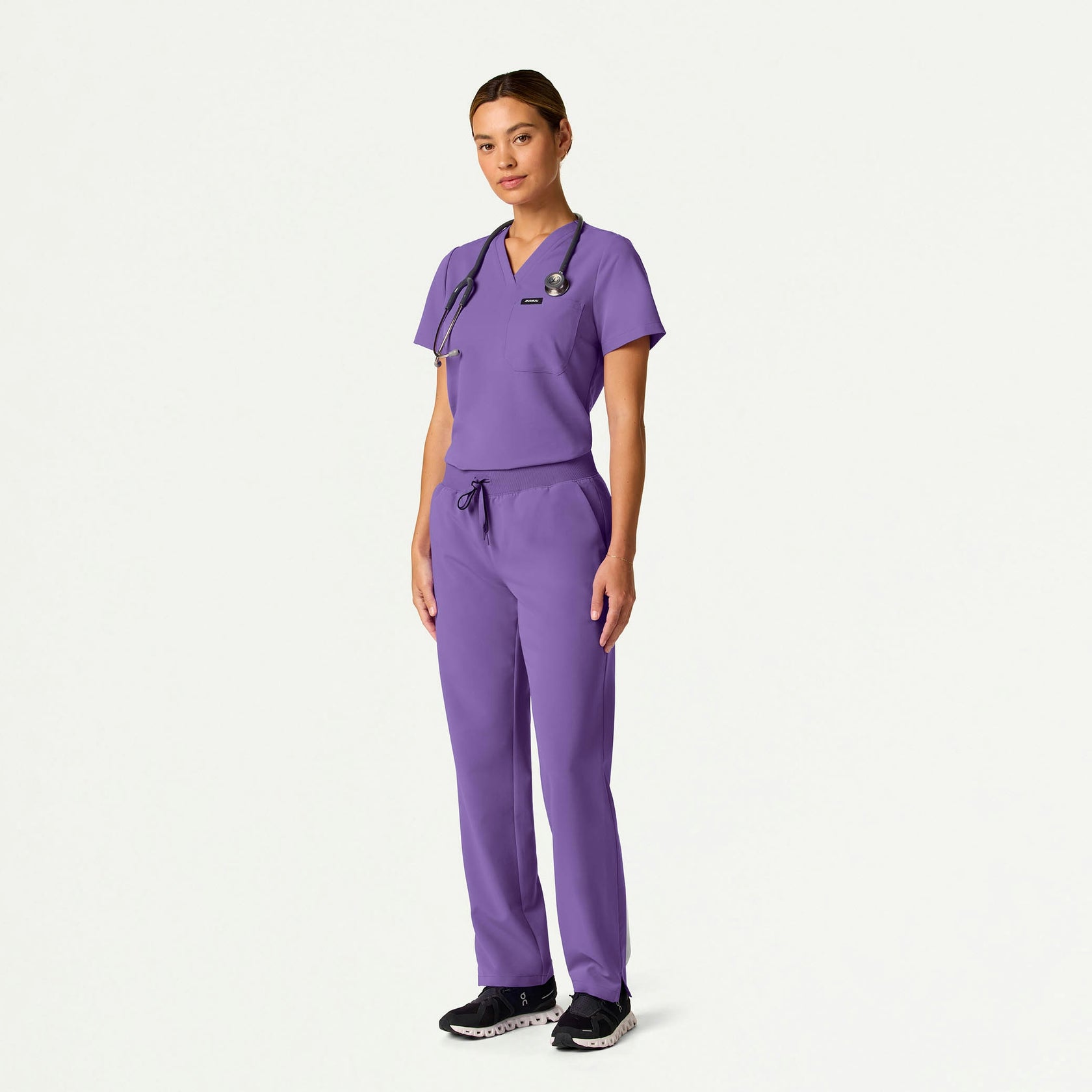 Rhena Slim Essential 1-Pocket Scrub Top - Violet - WOMEN'S TOPS - Jaanuu