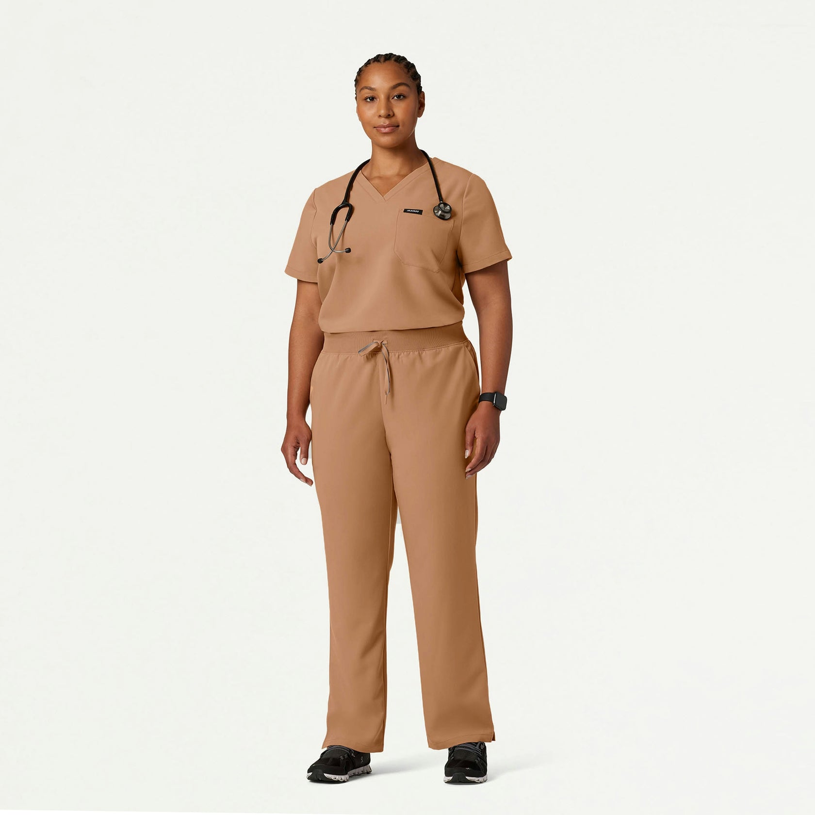 Rhena Essential 1-Pocket Scrub Top - Trench - WOMEN'S TOPS - Jaanuu