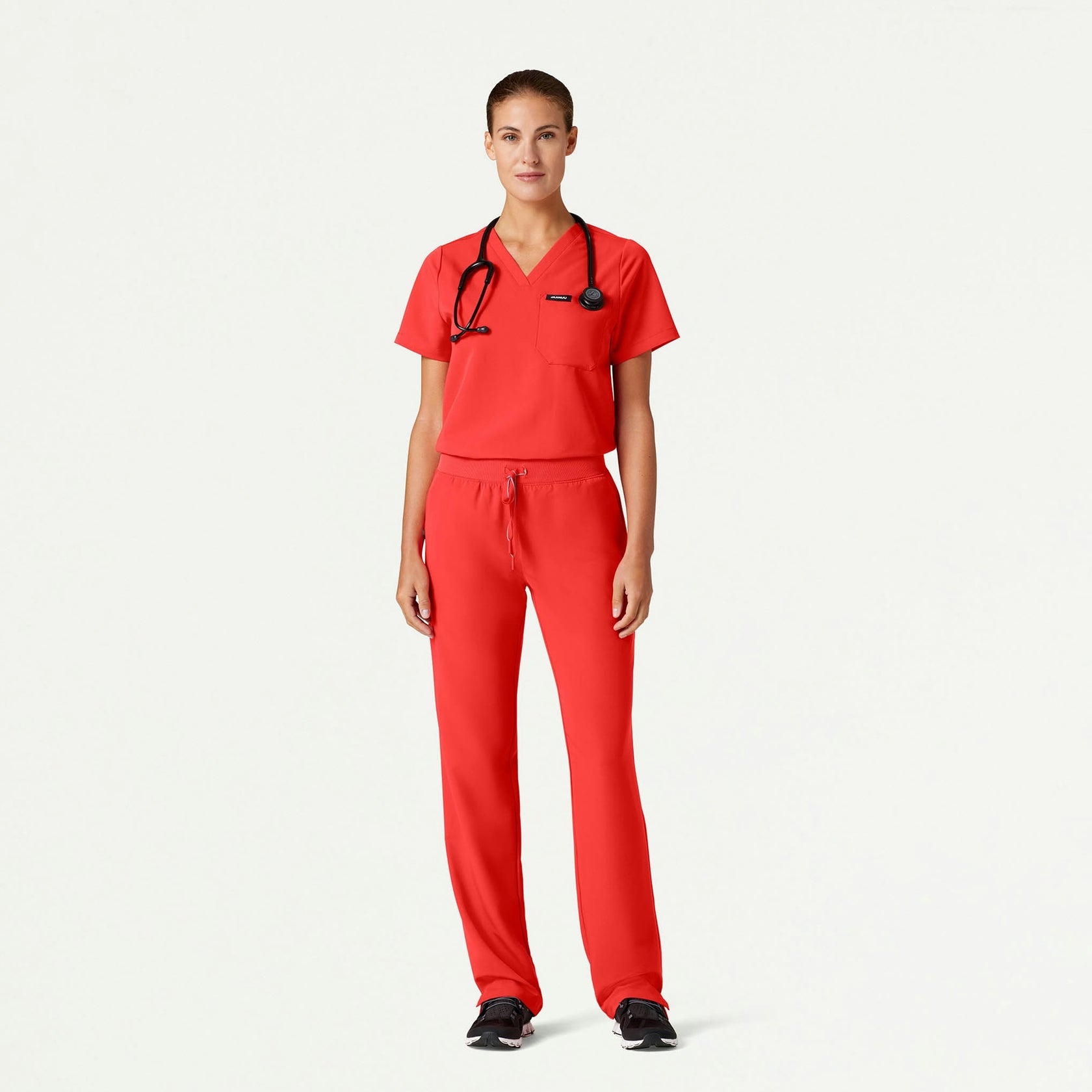 Xenos Essential Knit-Waist Scrub Pant - Solar Red - WOMEN'S PANTS - Jaanuu