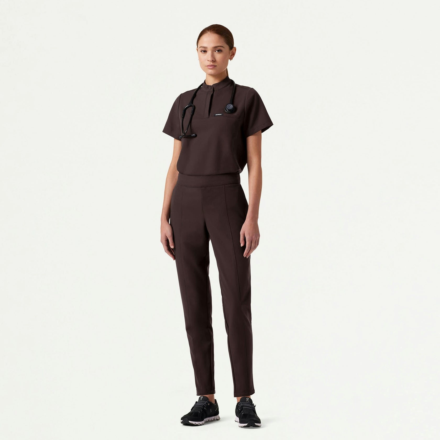 Lio Tapered 5-Pocket Scrub Pant - Espresso - WOMEN'S PANTS - Jaanuu