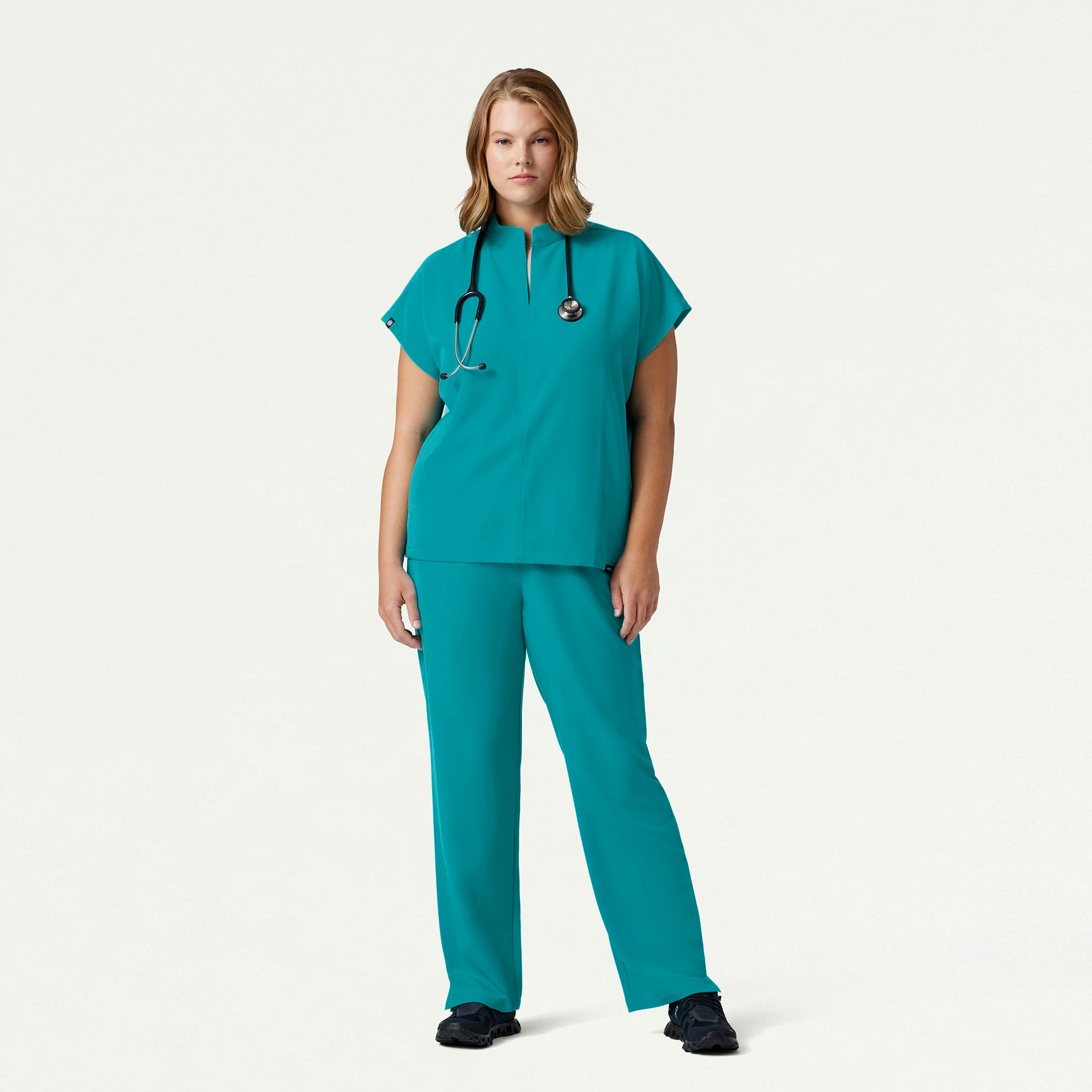 Aris Oversized 2-Pocket Scrub Top - Aqua - WOMEN'S TOPS - Jaanuu