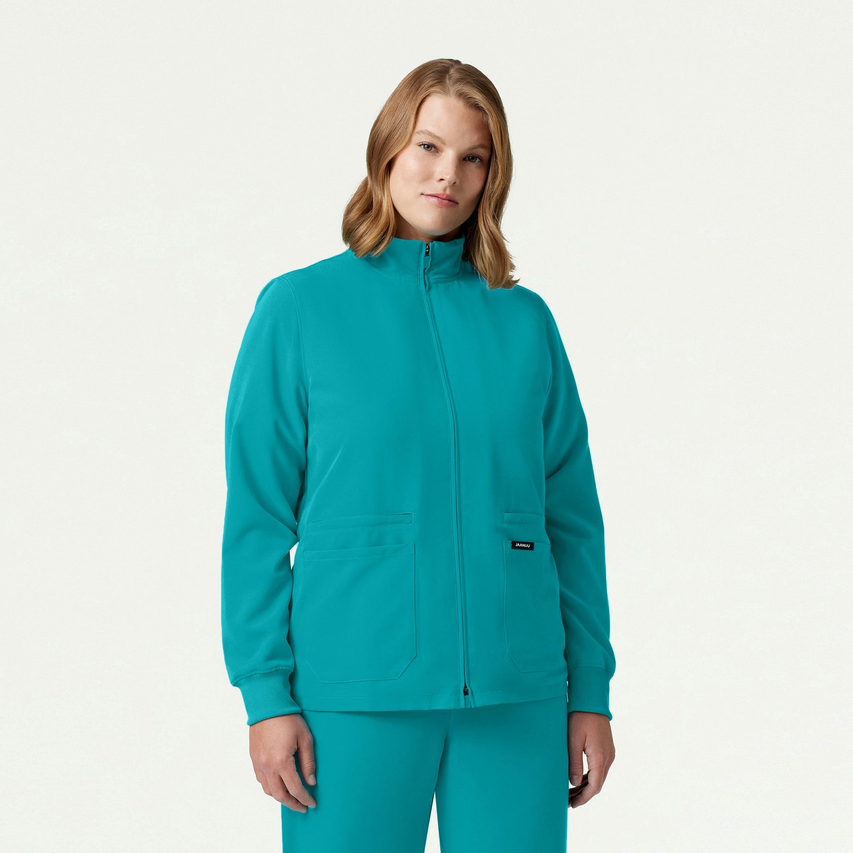 Ceri Essential 6-Pocket Scrub Jacket - Aqua - WOMEN'S JACKETS - Jaanuu