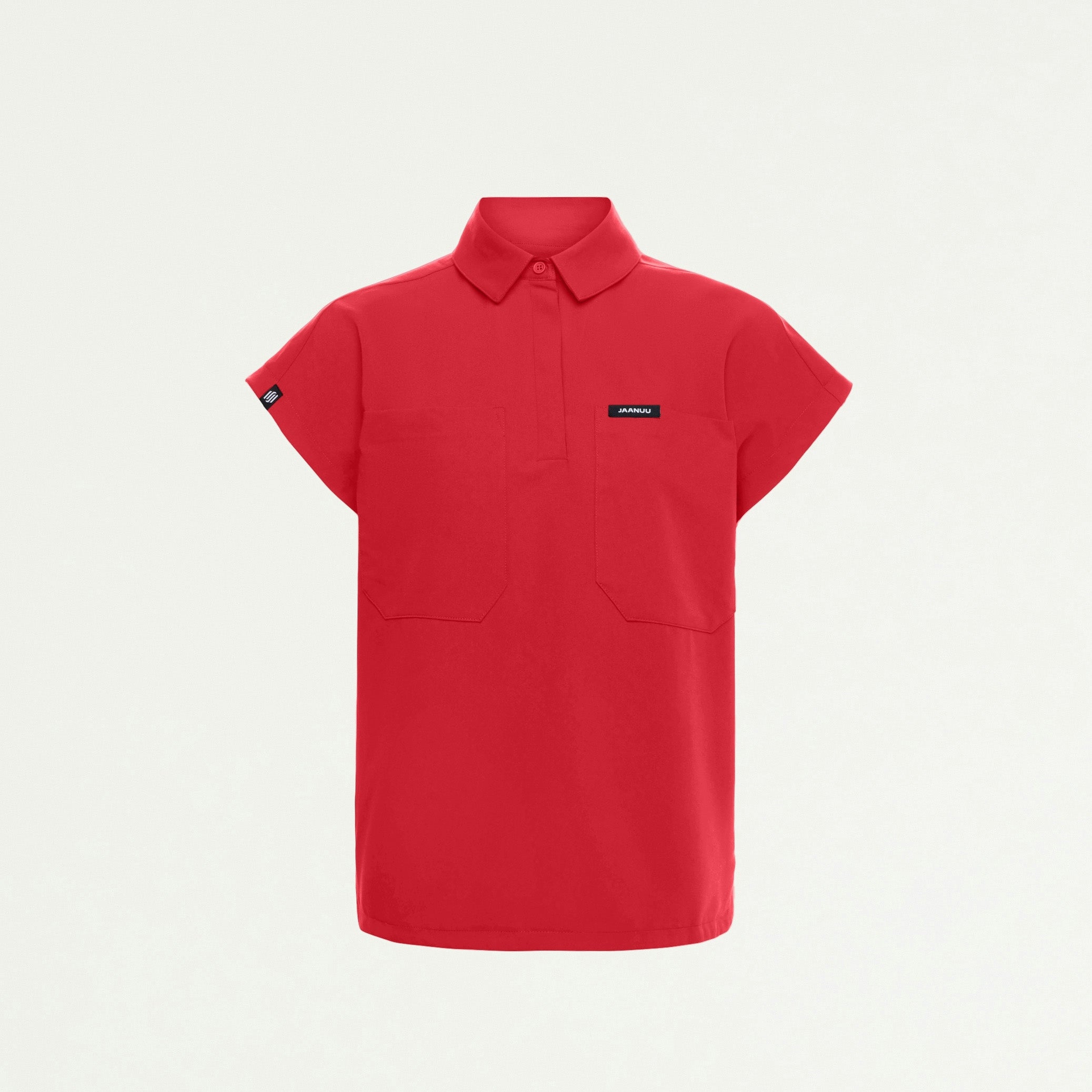 Acta Oversized 2-Pocket Scrub Top - Brilliant Red - WOMEN'S TOPS - Jaanuu