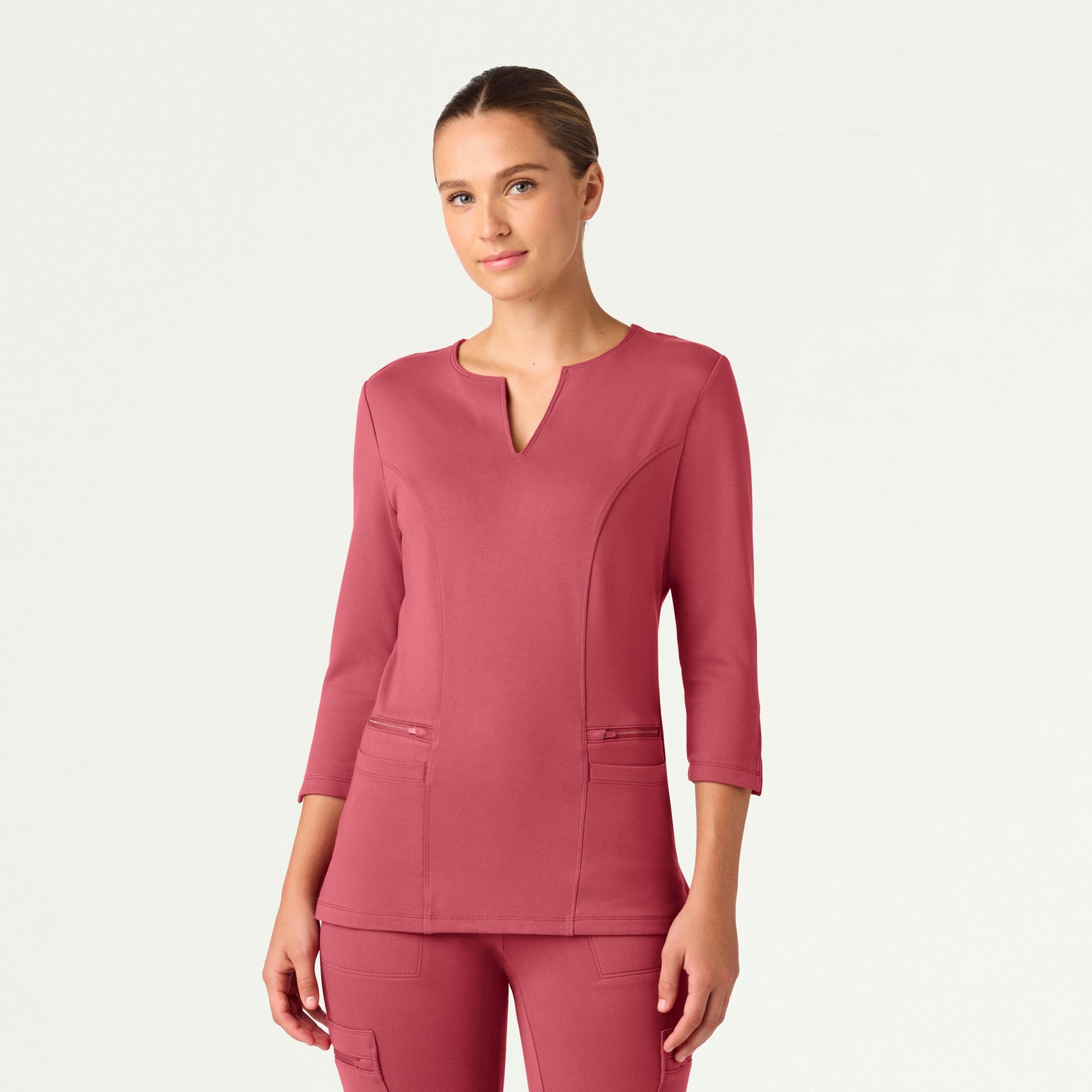 Zoe Slim 3/4-Sleeve ULTRAsoft Scrub Top - Mulberry - WOMEN'S TOPS - Jaanuu