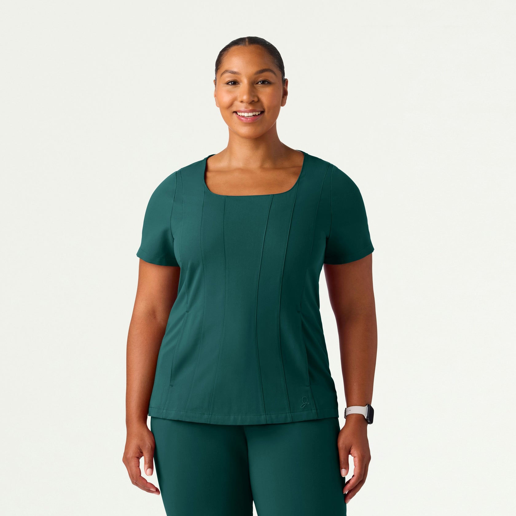 Emery Slim Square-Neck Scrub Top - Midnight Green - WOMEN'S TOPS - Jaanuu