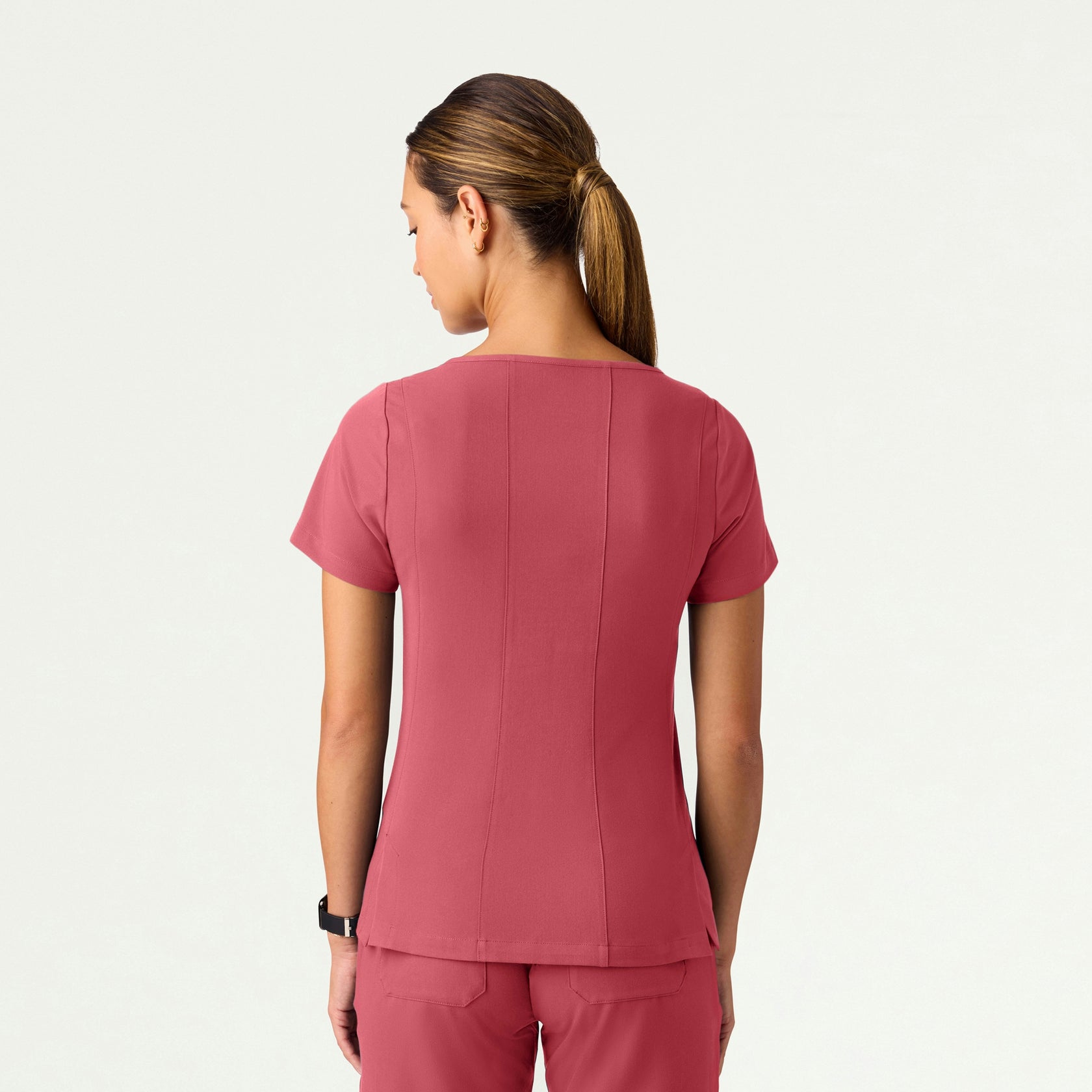 Emery Slim Square-Neck Scrub Top - Mulberry - WOMEN'S TOPS - Jaanuu