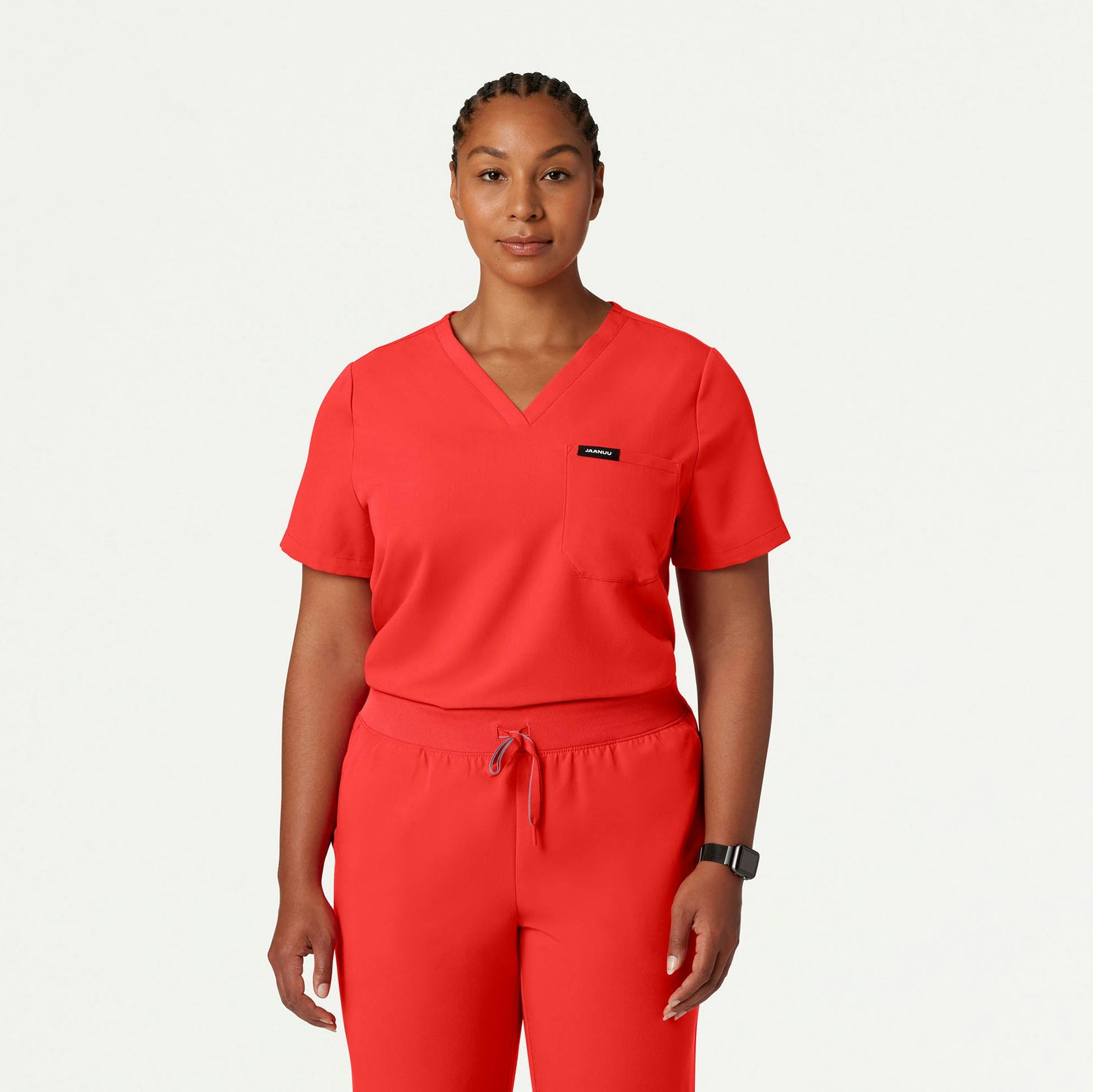 Rhena Essential 1-Pocket Scrub Top - Solar Red - WOMEN'S TOPS - Jaanuu