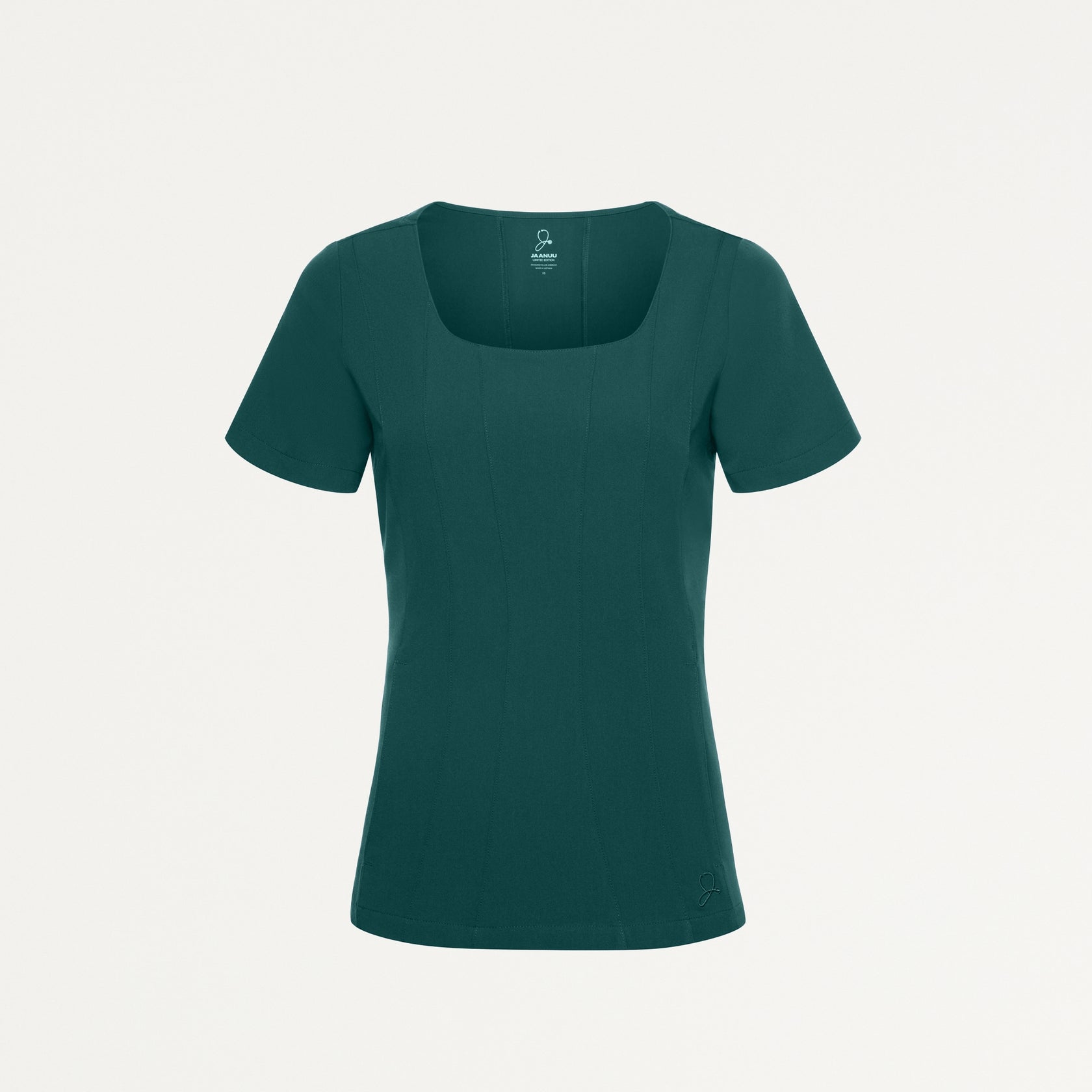 Emery Slim Square-Neck Scrub Top - Midnight Green - WOMEN'S TOPS - Jaanuu