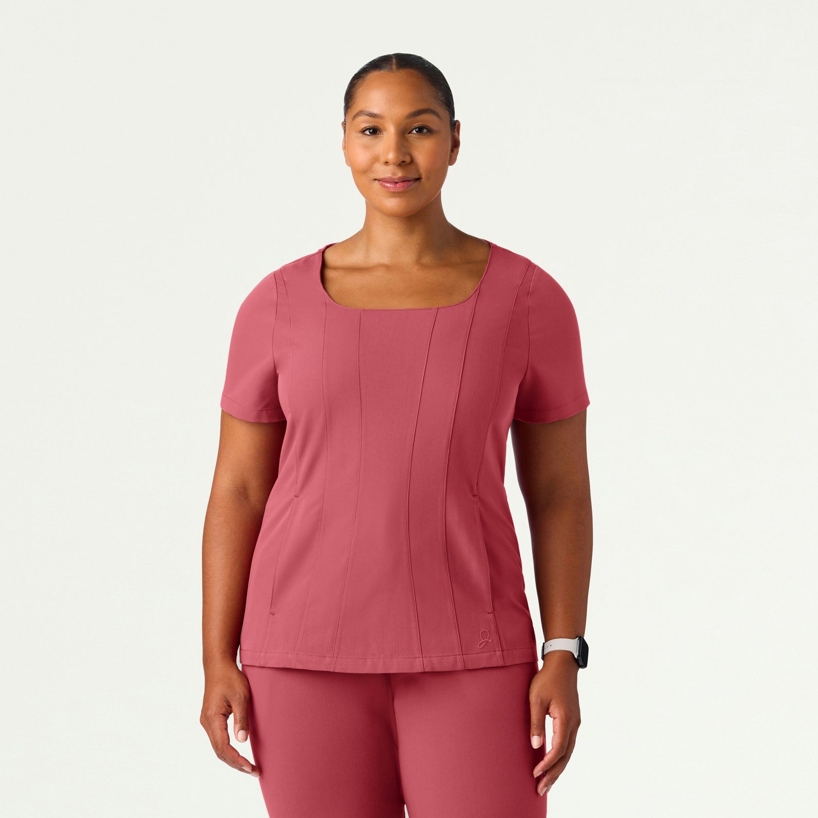 Emery Slim Square-Neck Scrub Top - Mulberry - WOMEN'S TOPS - Jaanuu
