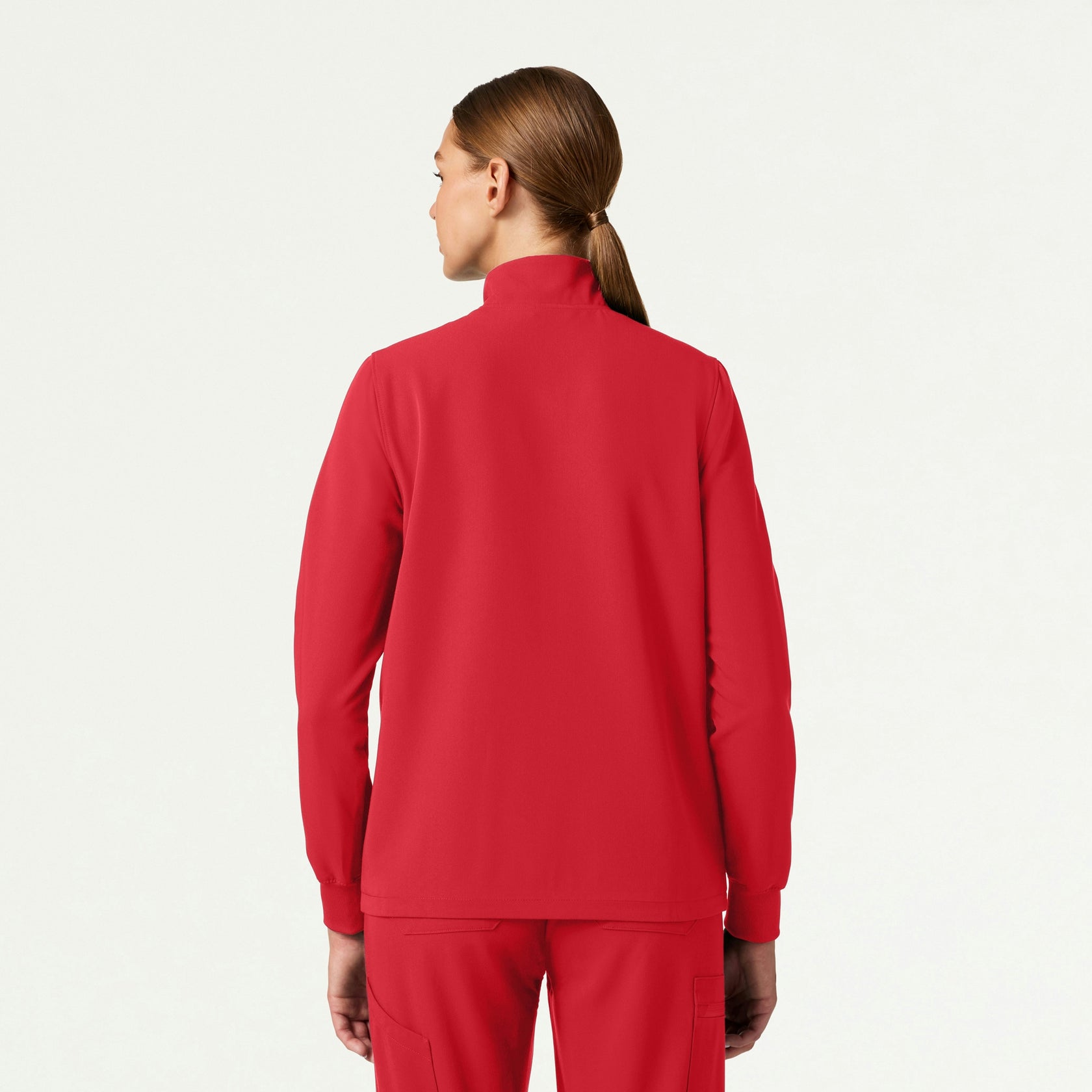 Ceri Essential 6-Pocket Scrub Jacket - Brilliant Red - WOMEN'S JACKETS - Jaanuu