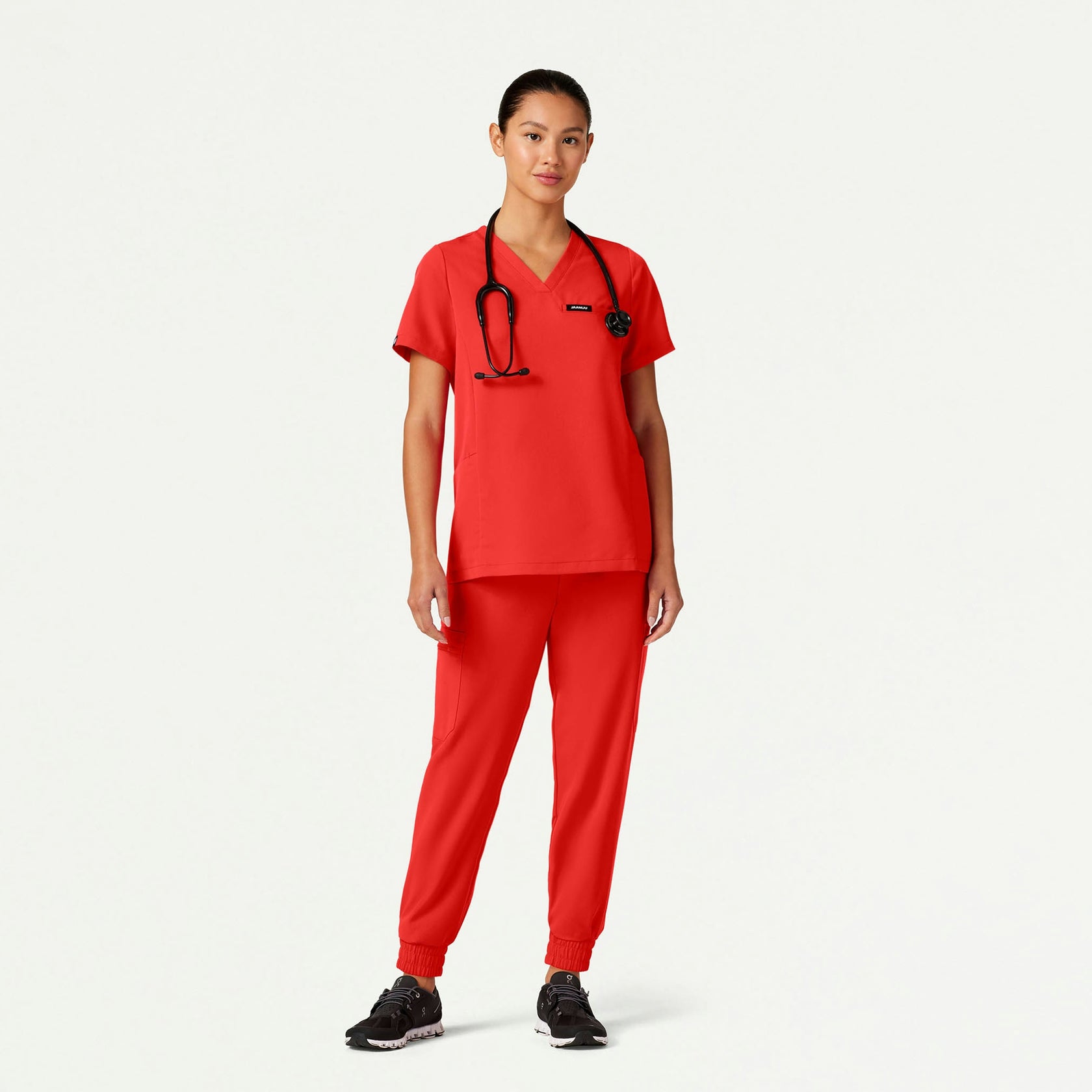 Magna 3-Pocket Scrub Top - Solar Red - WOMEN'S TOPS - Jaanuu