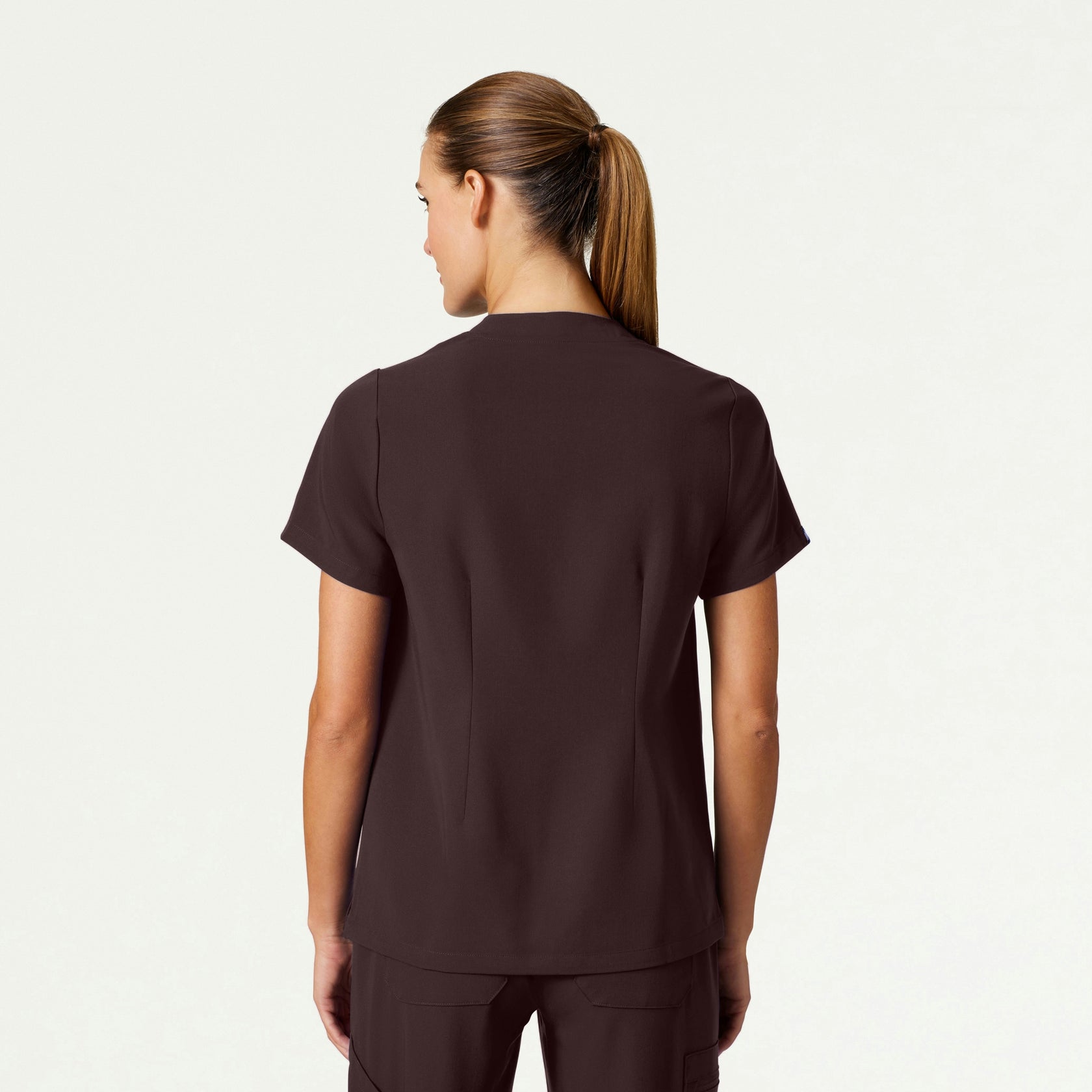 Helia Notched V-Neck Scrub Top - Espresso - WOMEN'S TOPS - Jaanuu