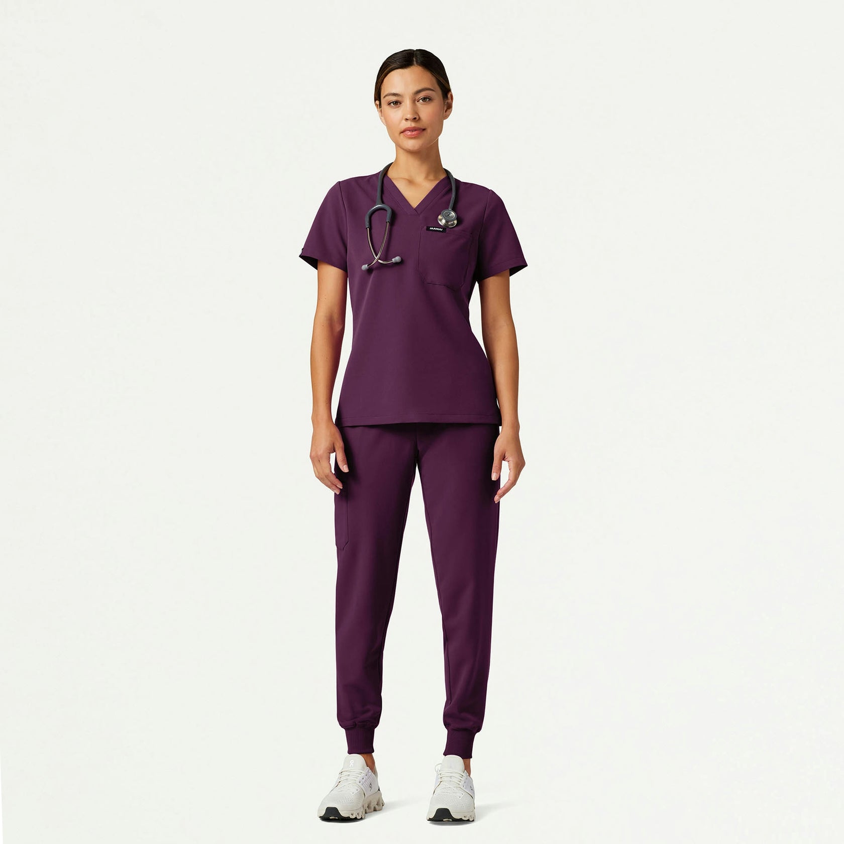 Rhena Slim Essential 1-Pocket Scrub Top - Dark Amethyst - WOMEN'S TOPS - Jaanuu