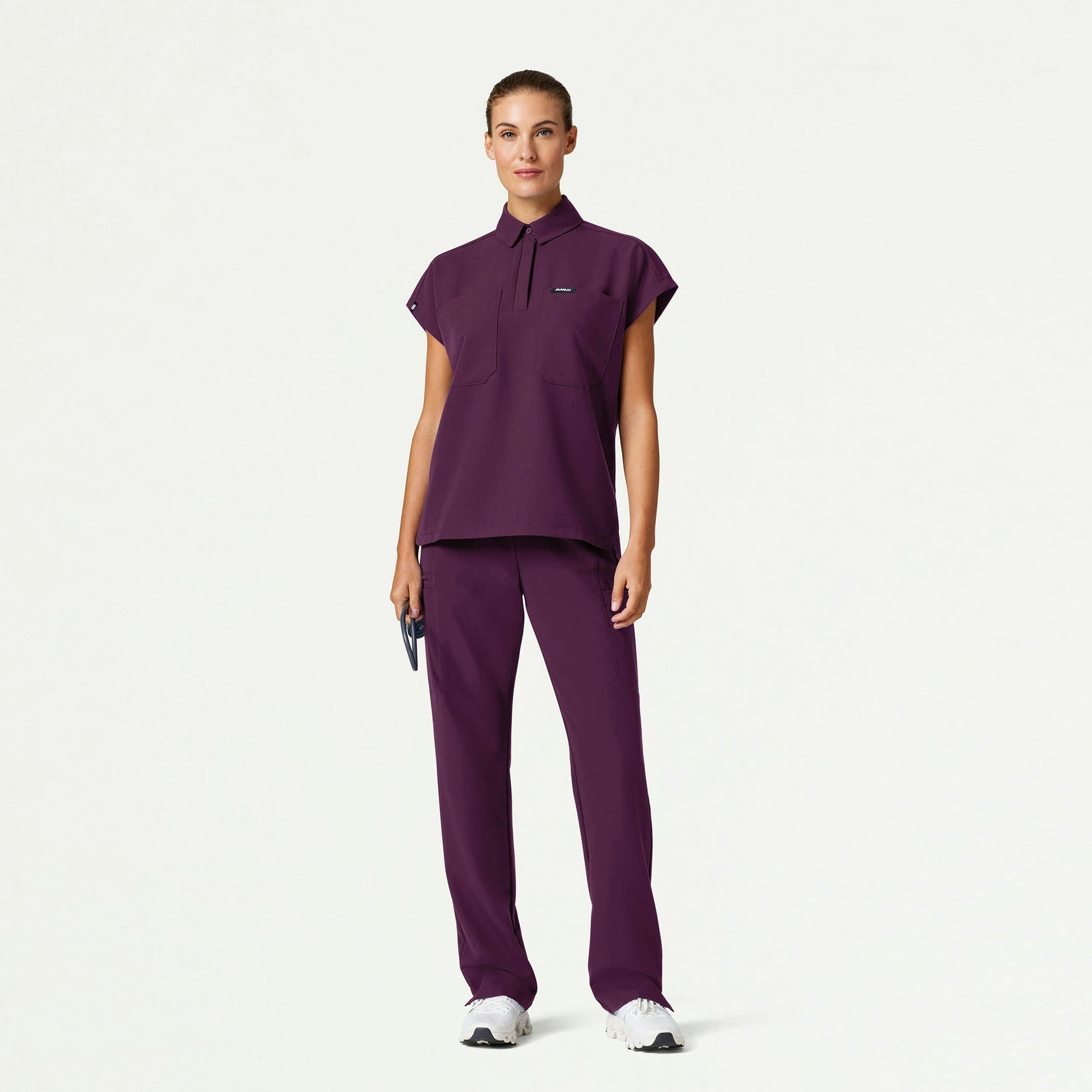 Acta Oversized 2-Pocket Scrub Top - Dark Amethyst - WOMEN'S TOPS - Jaanuu