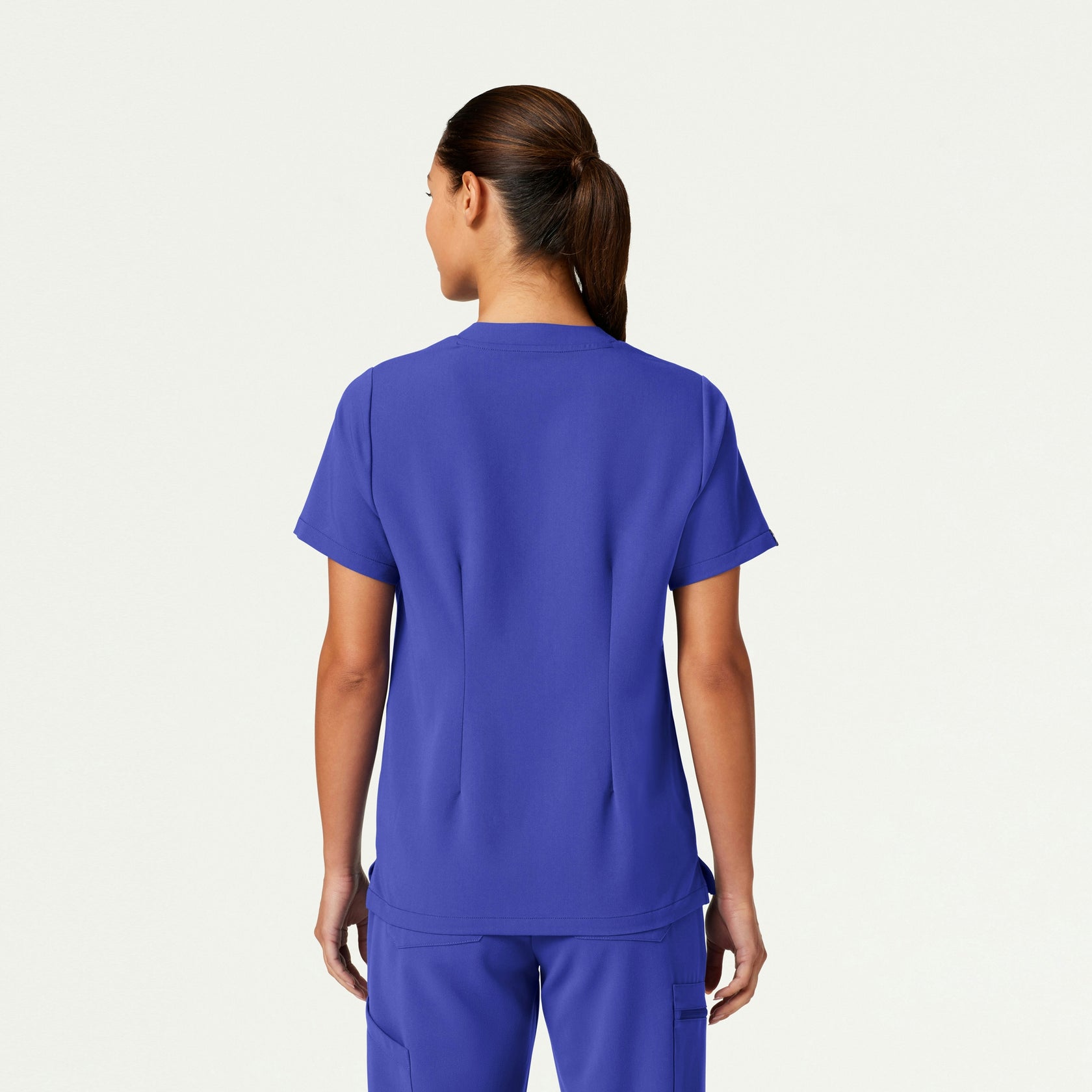 Helia Notched V-Neck Scrub Top - Moon Blue - WOMEN'S TOPS - Jaanuu