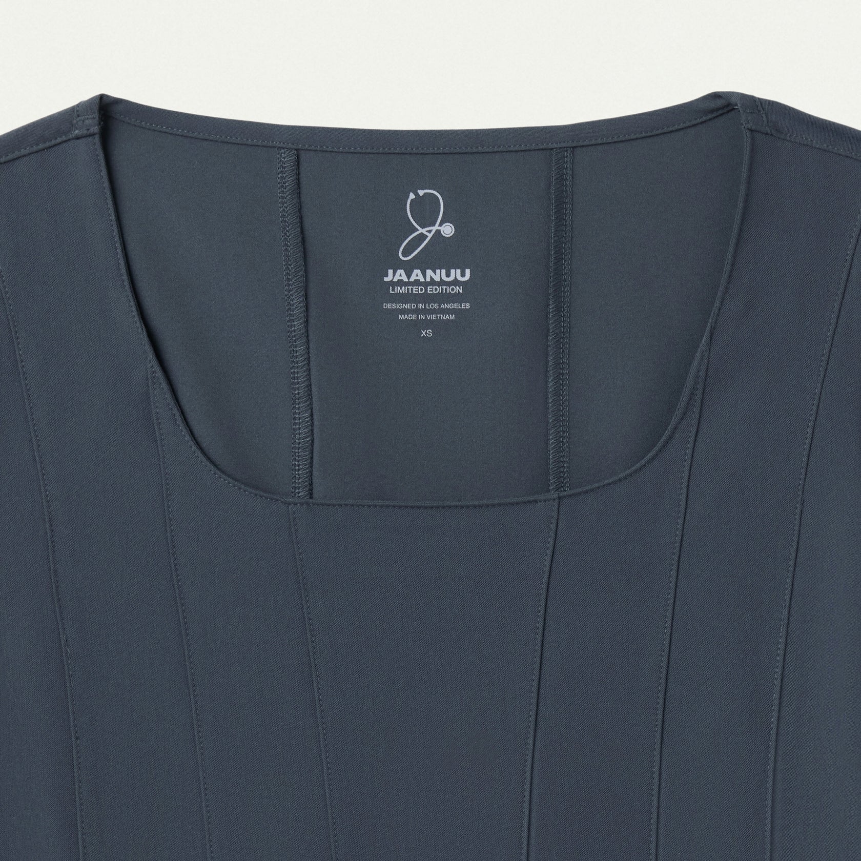Emery Slim Square-Neck Scrub Top - Carbon Gray - WOMEN'S TOPS - Jaanuu