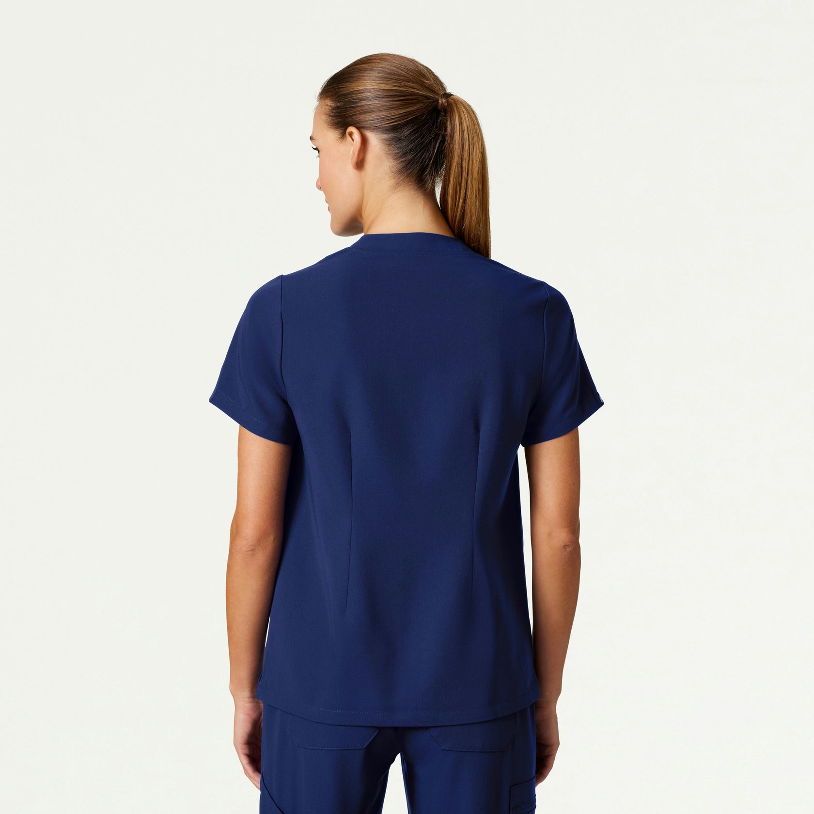 Helia Notched V-Neck Scrub Top - Navy Blue - WOMEN'S TOPS - Jaanuu