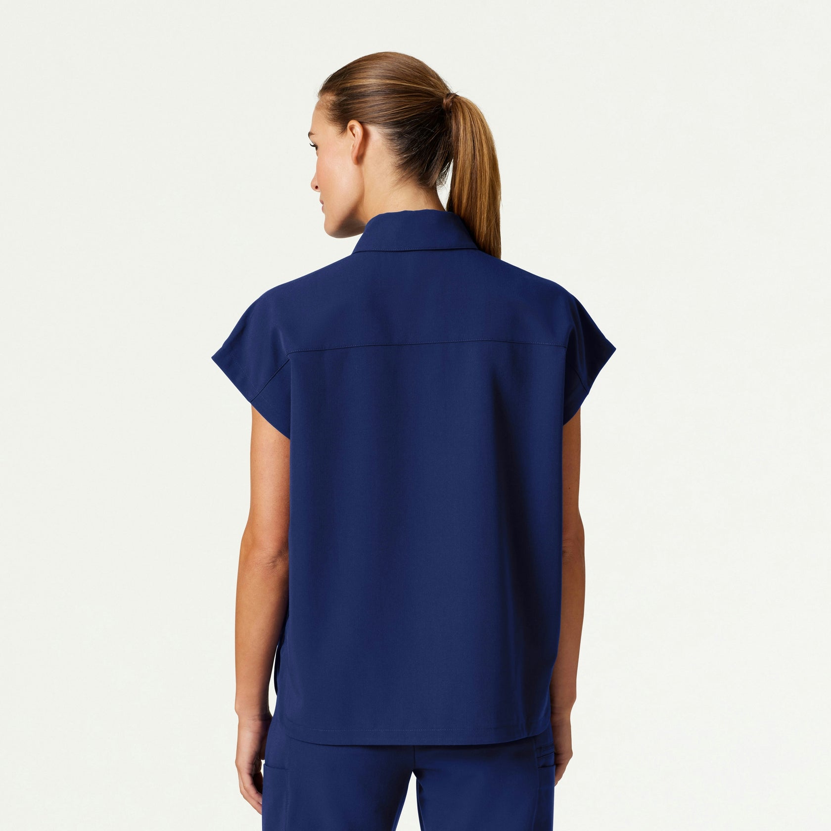 Acta Oversized 2-Pocket Scrub Top - Navy Blue - WOMEN'S TOPS - Jaanuu