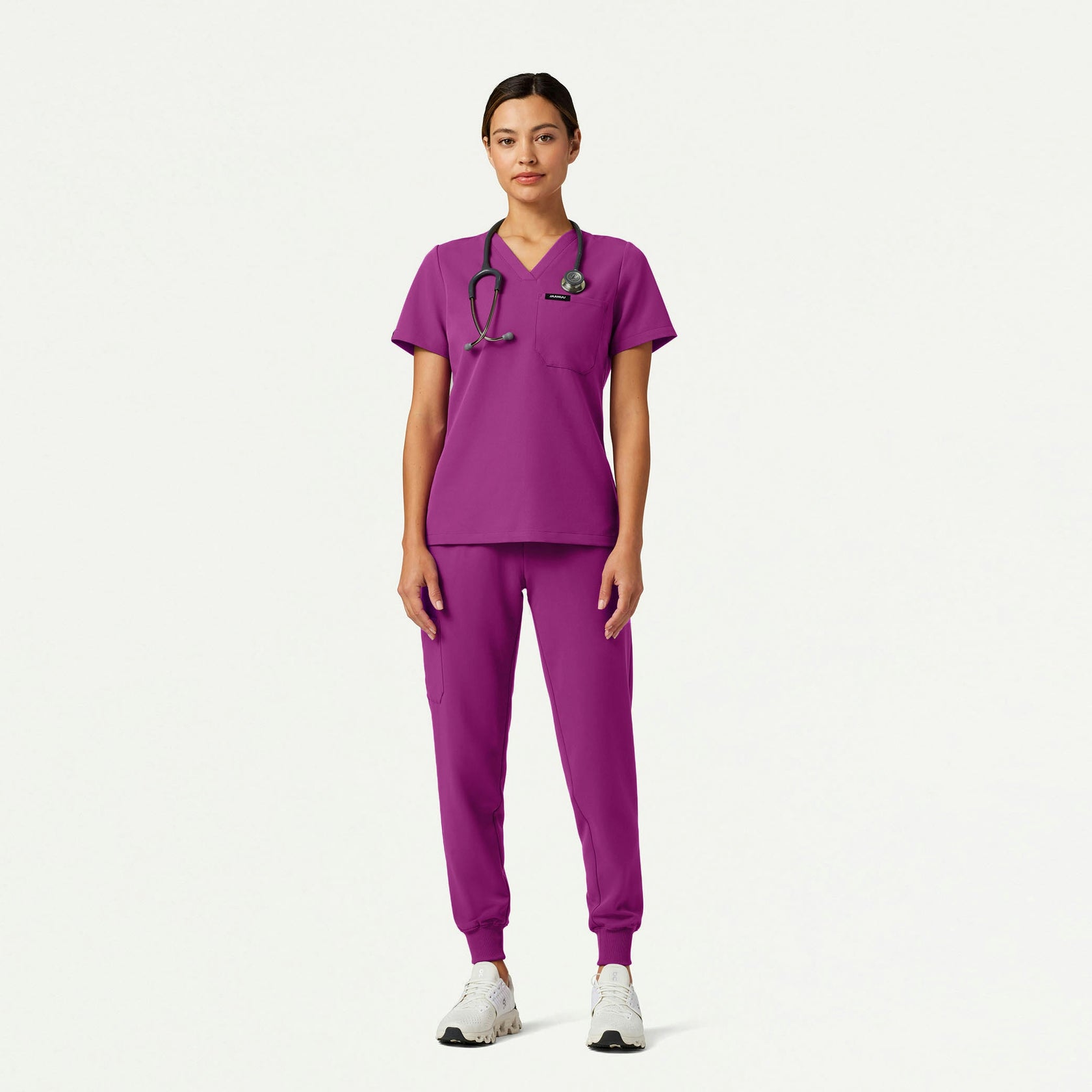 Rhena Slim Essential 1-Pocket Scrub Top - Vivid Purple - WOMEN'S TOPS - Jaanuu