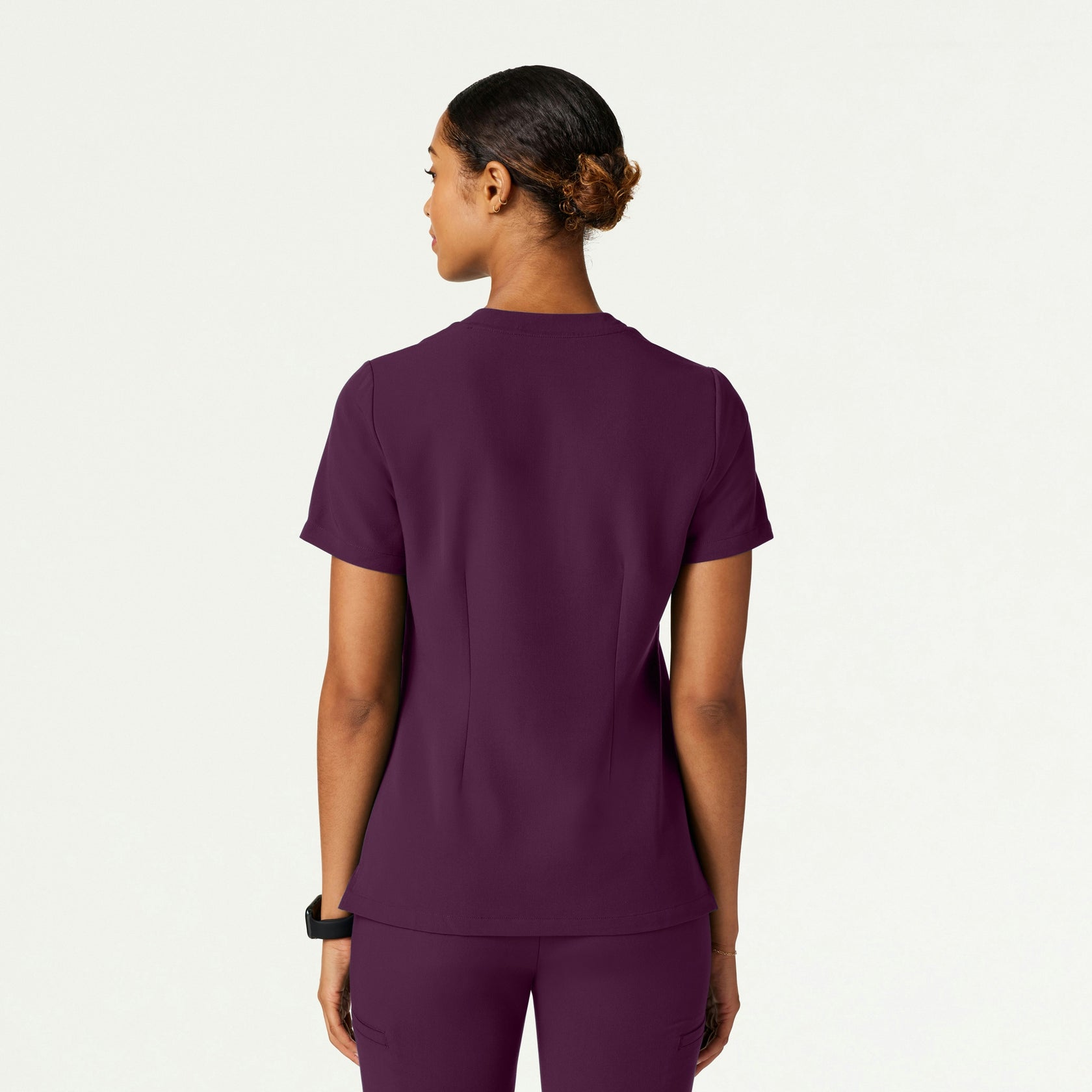 Helia Slim Notched V-Neck Scrub Top - Dark Amethyst - WOMEN'S TOPS - Jaanuu