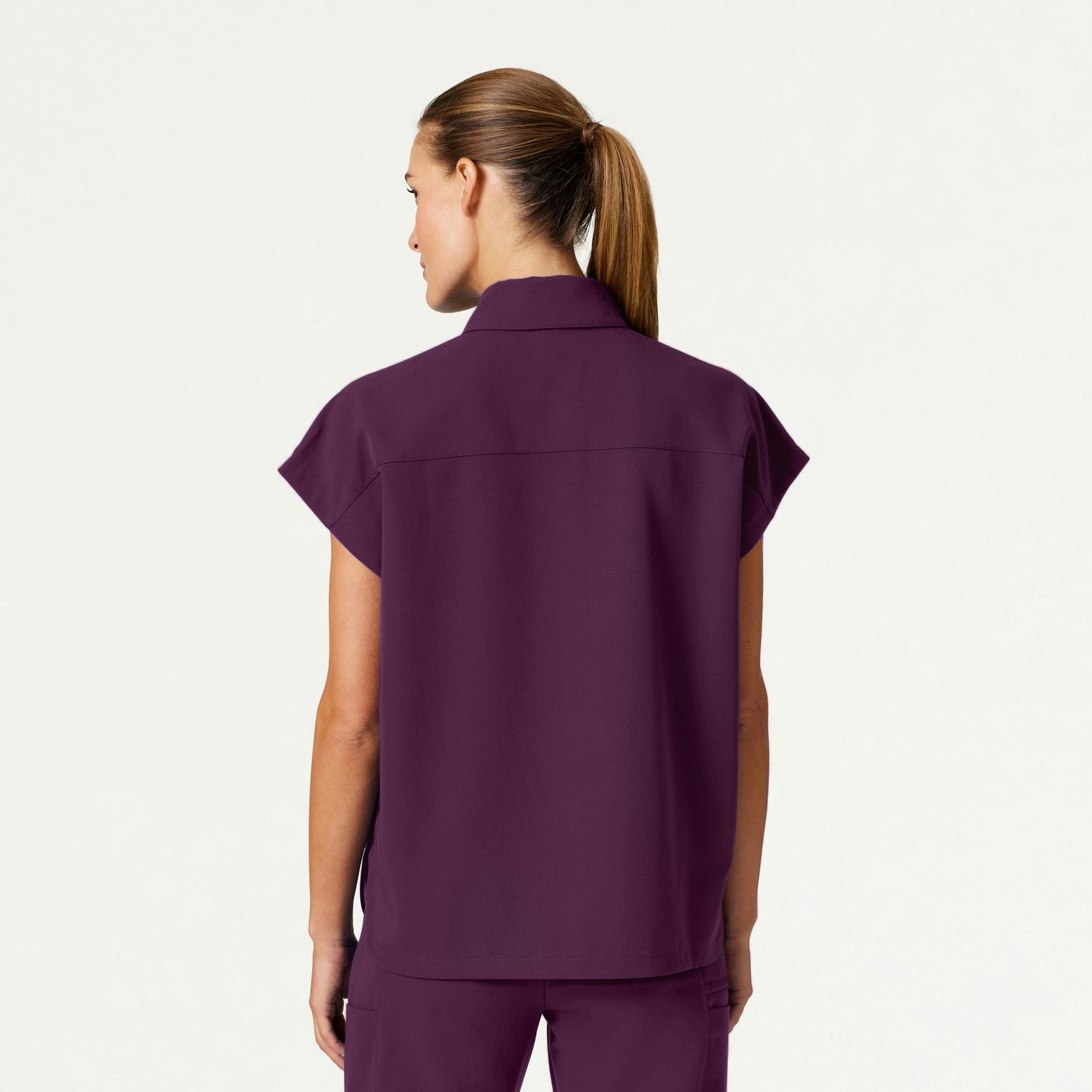Acta Oversized 2-Pocket Scrub Top - Dark Amethyst - WOMEN'S TOPS - Jaanuu