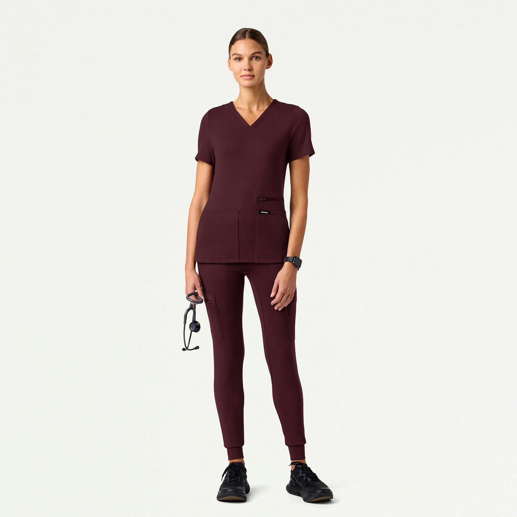 Kass Slim 4-Pocket ULTRAsoft Scrub Top - Raisin - WOMEN'S TOPS - Jaanuu