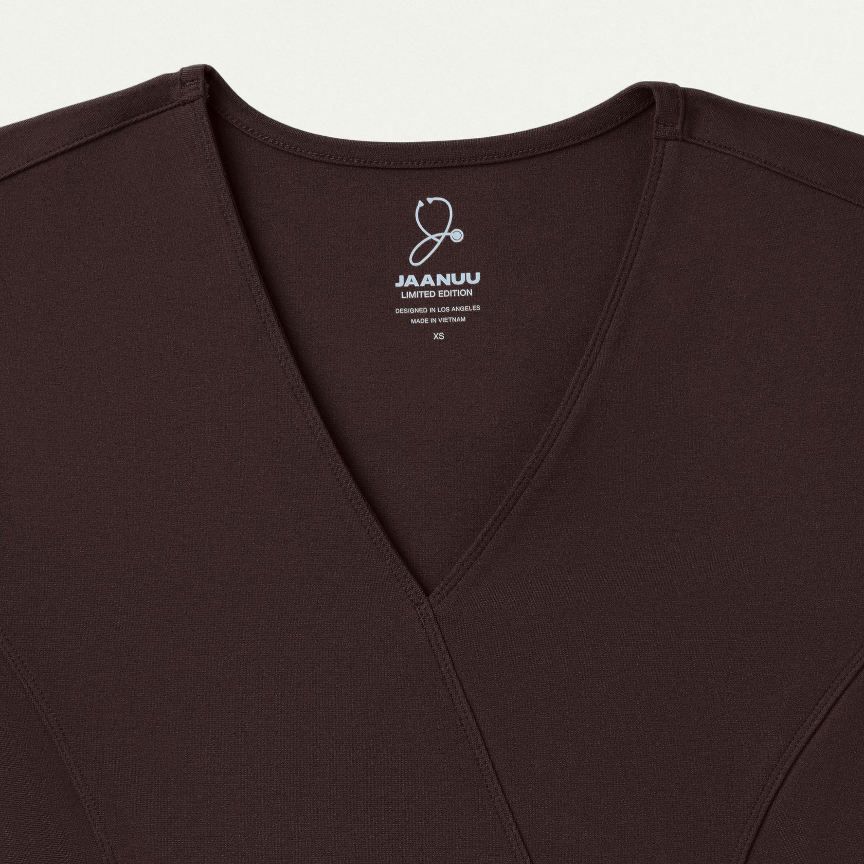Isla Mock-Wrap ULTRAsoft Scrub Top - Espresso - WOMEN'S TOPS - Jaanuu