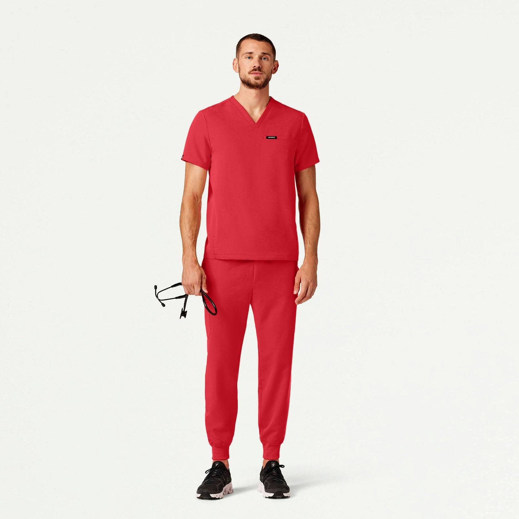 Platt 3-Pocket Scrub Top - Brilliant Red - MEN'S TOPS - Jaanuu