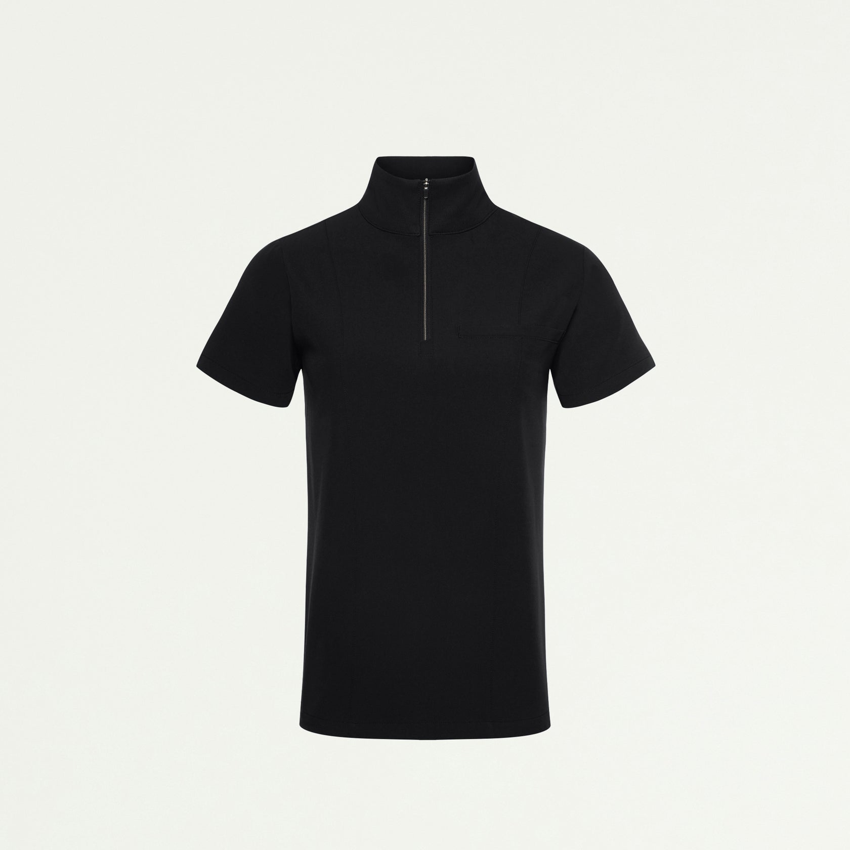 Nora Half-Zip Collared Scrub Top - Black - WOMEN'S TOPS - Jaanuu