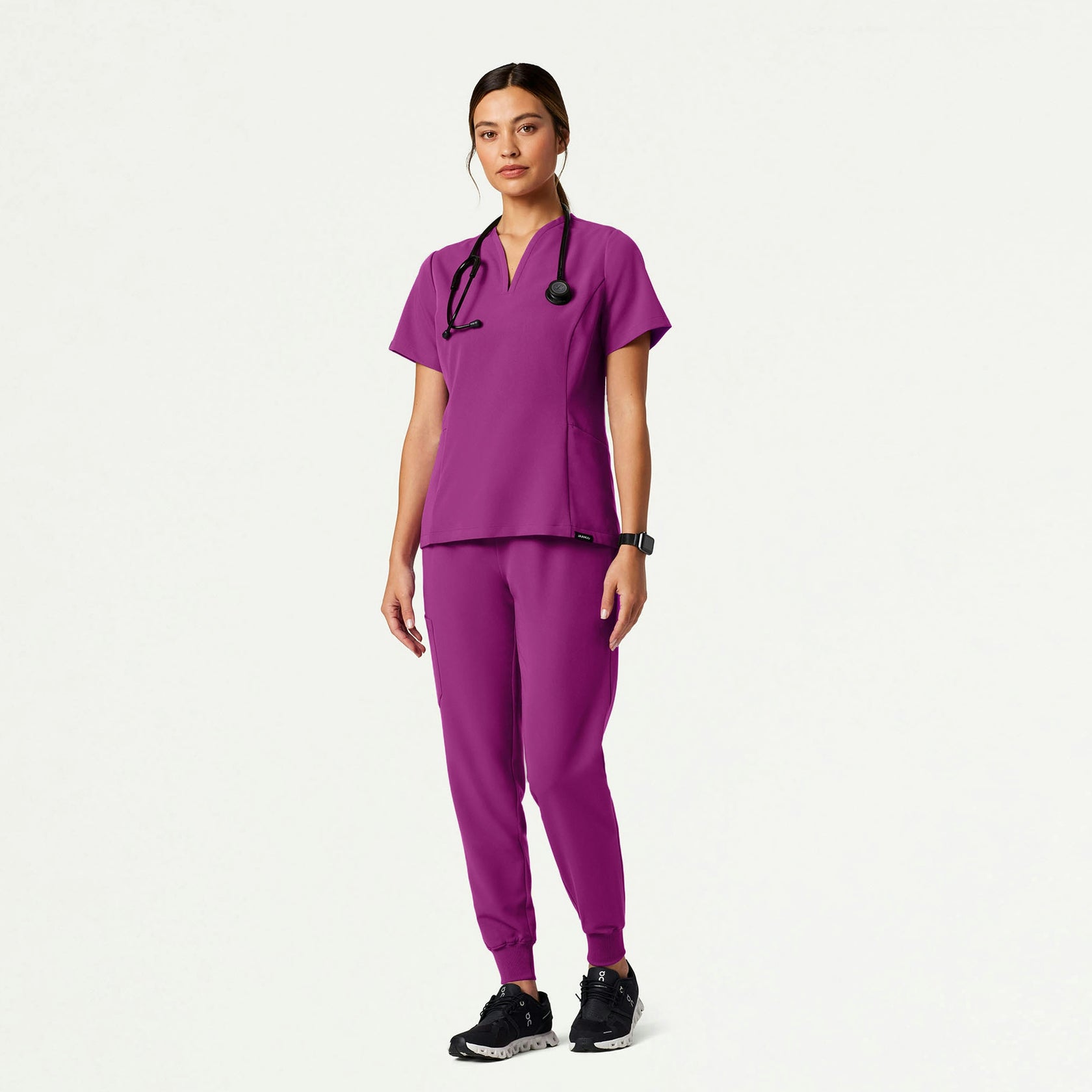 Silex Slim Knit-Waist Scrub Jogger - Vivid Purple - WOMEN'S PANTS - Jaanuu