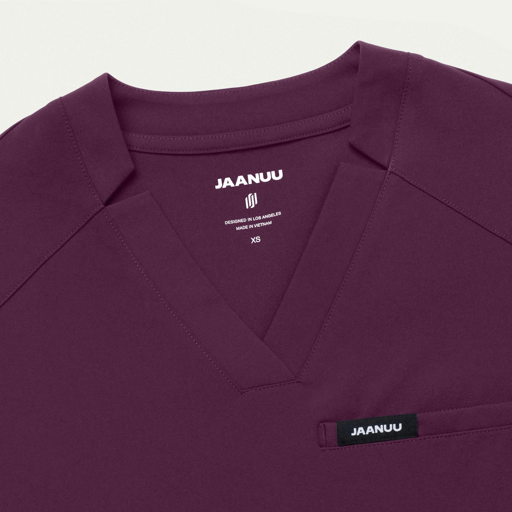 Helia Slim Notched V-Neck Scrub Top - Dark Amethyst - WOMEN'S TOPS - Jaanuu