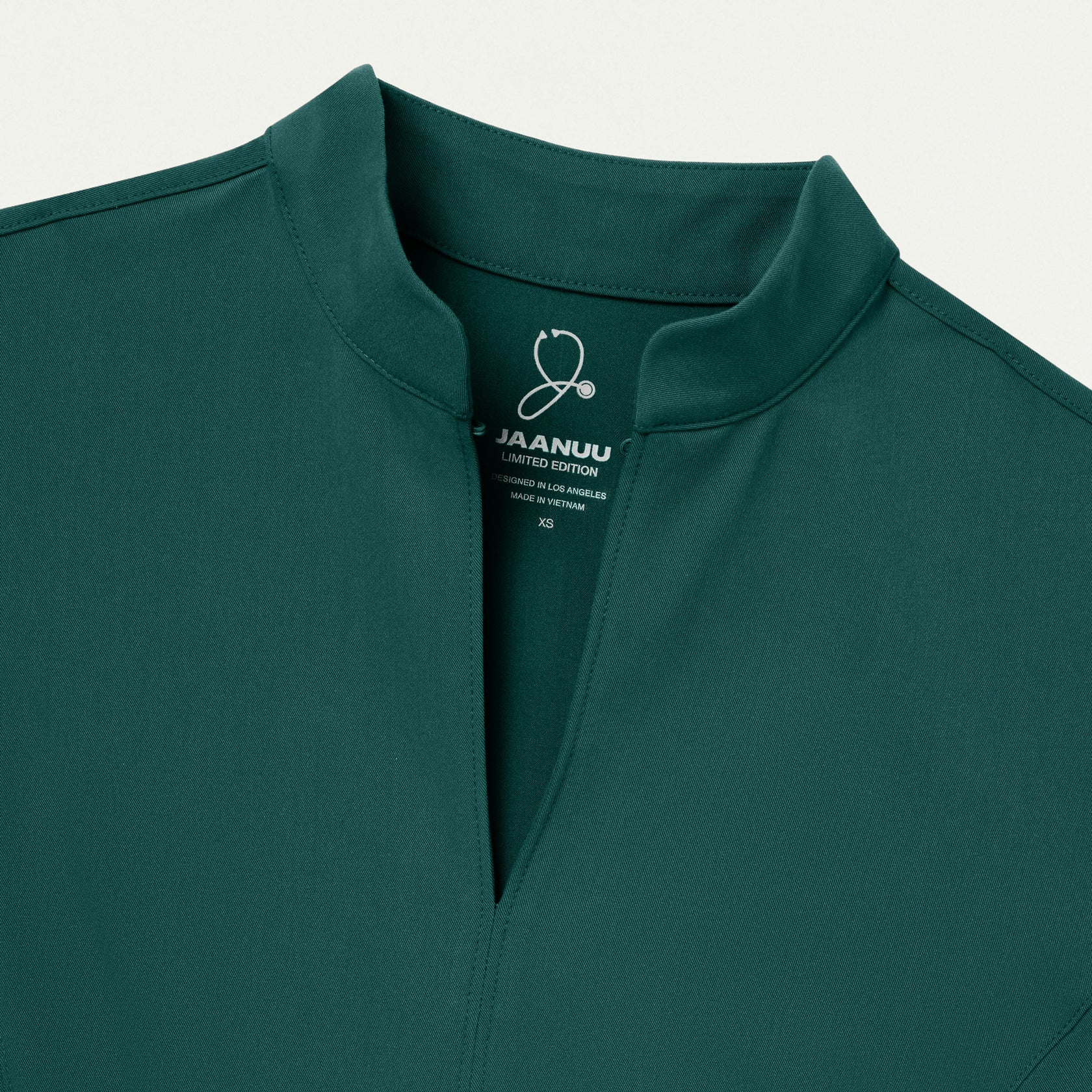 Aria Fit & Flare Mock-Neck Scrub Top - Midnight Green - WOMEN'S TOPS - Jaanuu
